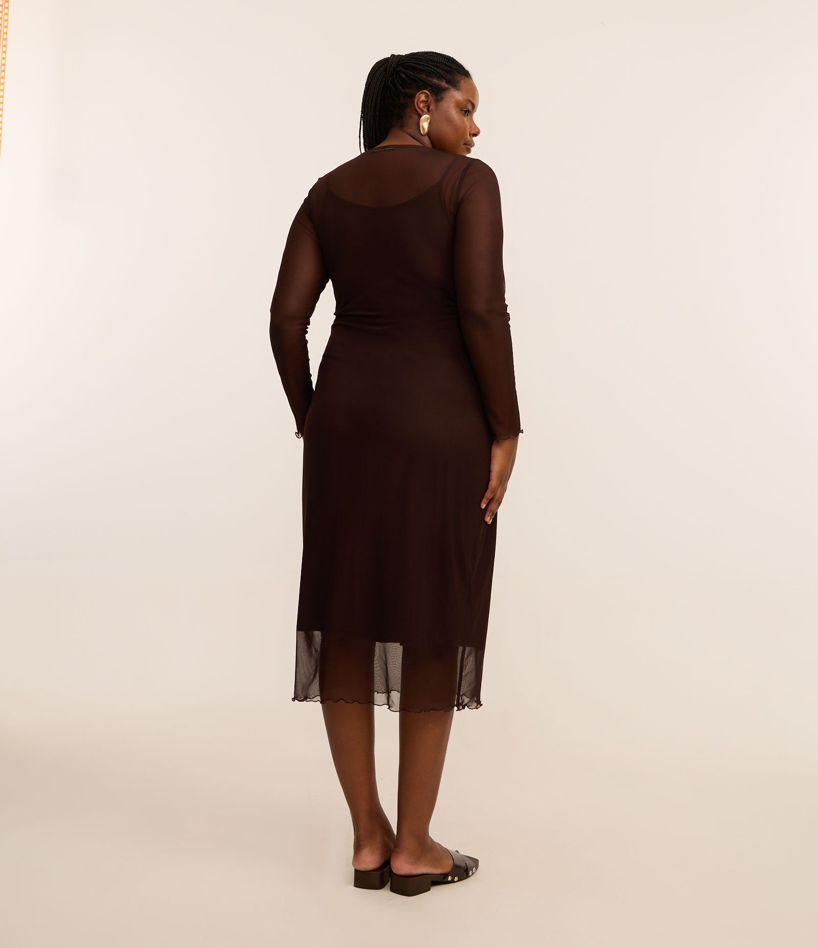 Vestido Midi em Tule Curve & Plus Size Marrom 3