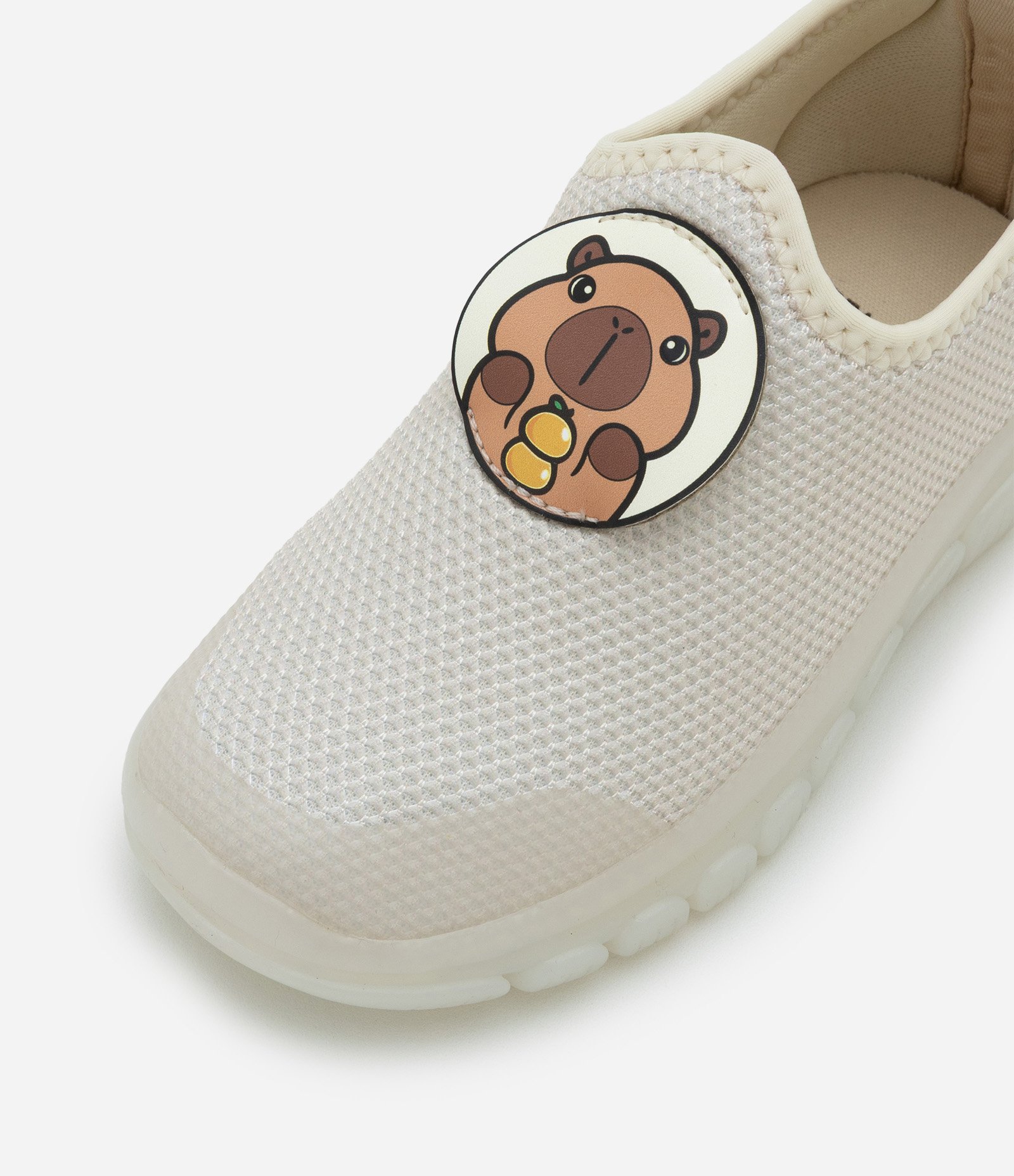Tênis Calce Fácil Infantil com Sola LED e Estampa Capivara - Tam 20 ao 27 Off White 5
