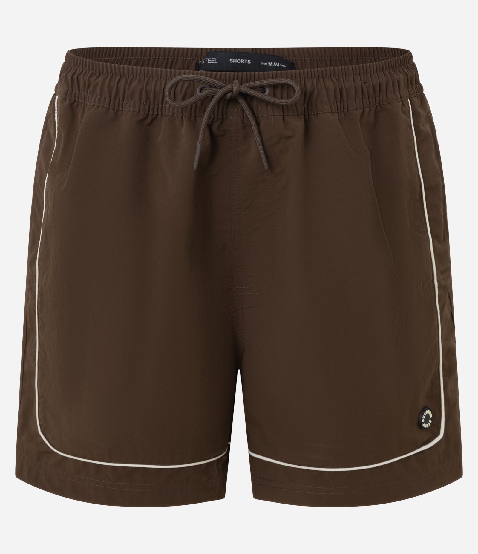 Bermuda Tecnológico Liso com piping contrastante Marrom Escuro 6