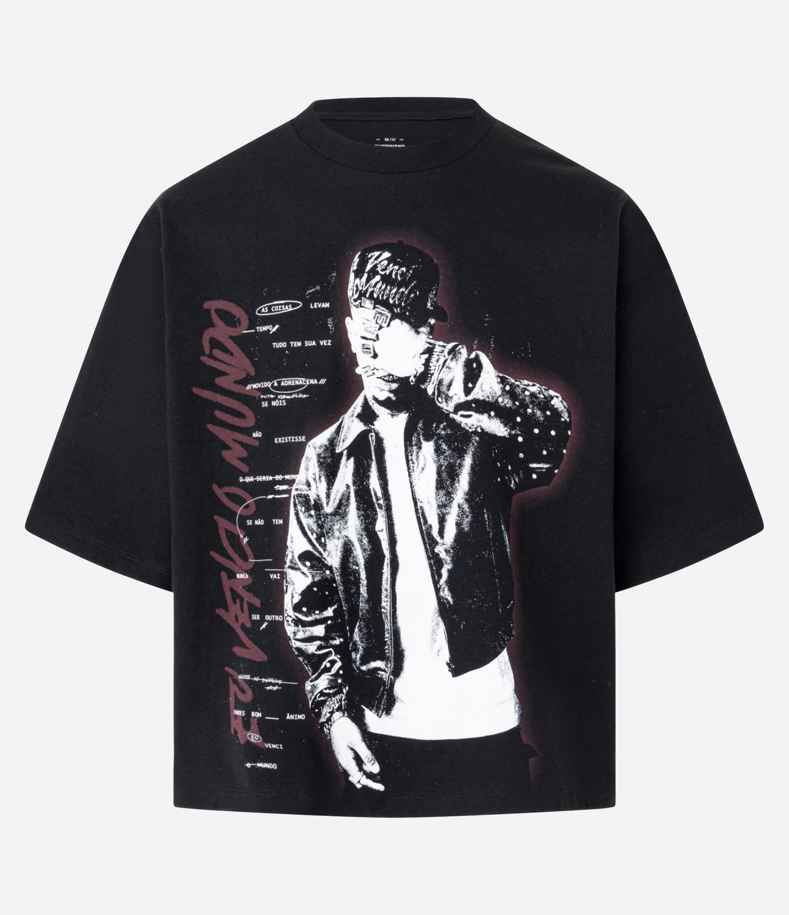 Camiseta Oversized em Algodão com Estampa Lettering Eu Venci o Mundo Veigh Preto 8