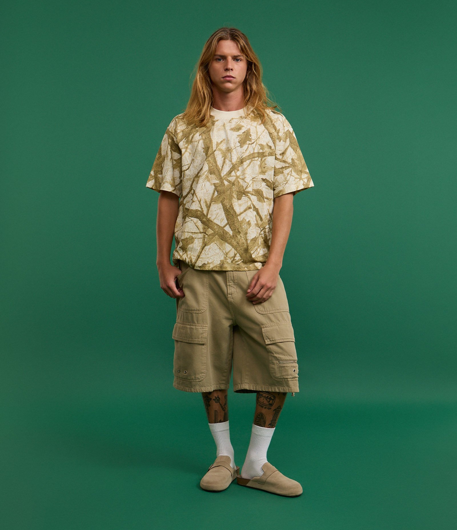 Camiseta Boxy em Algodão com Estampa de Folhagem Amarelo 6