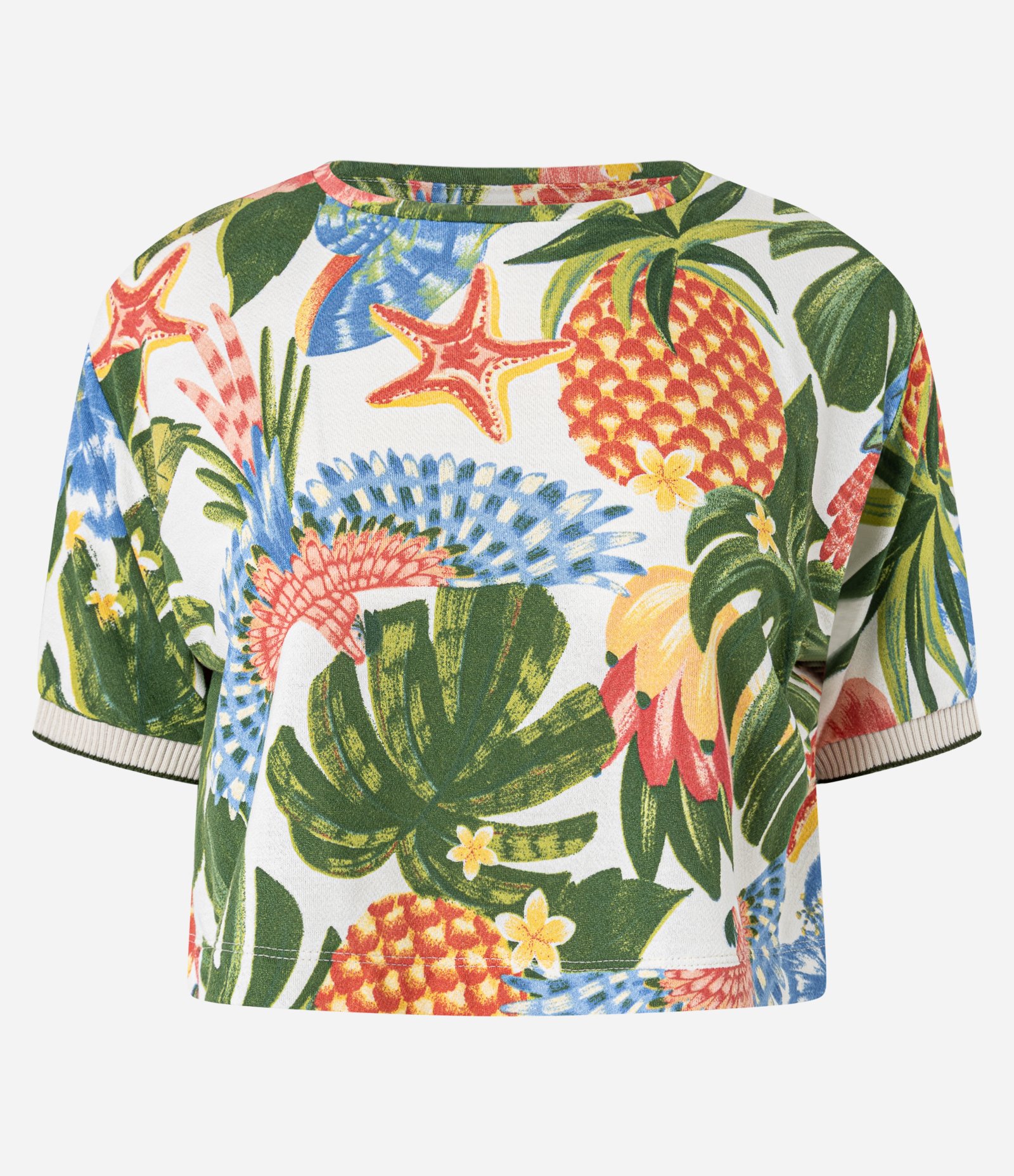 Blusa Cropped em Viscose com Estampa Tropical Multicores 4