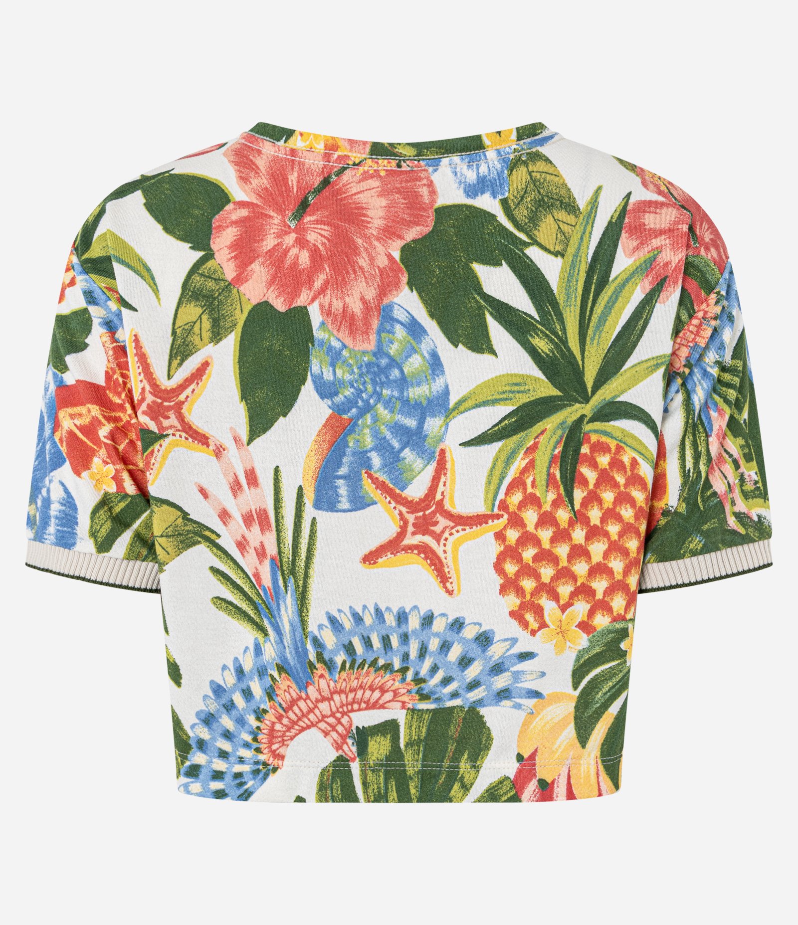 Blusa Cropped em Viscose com Estampa Tropical Multicores 6