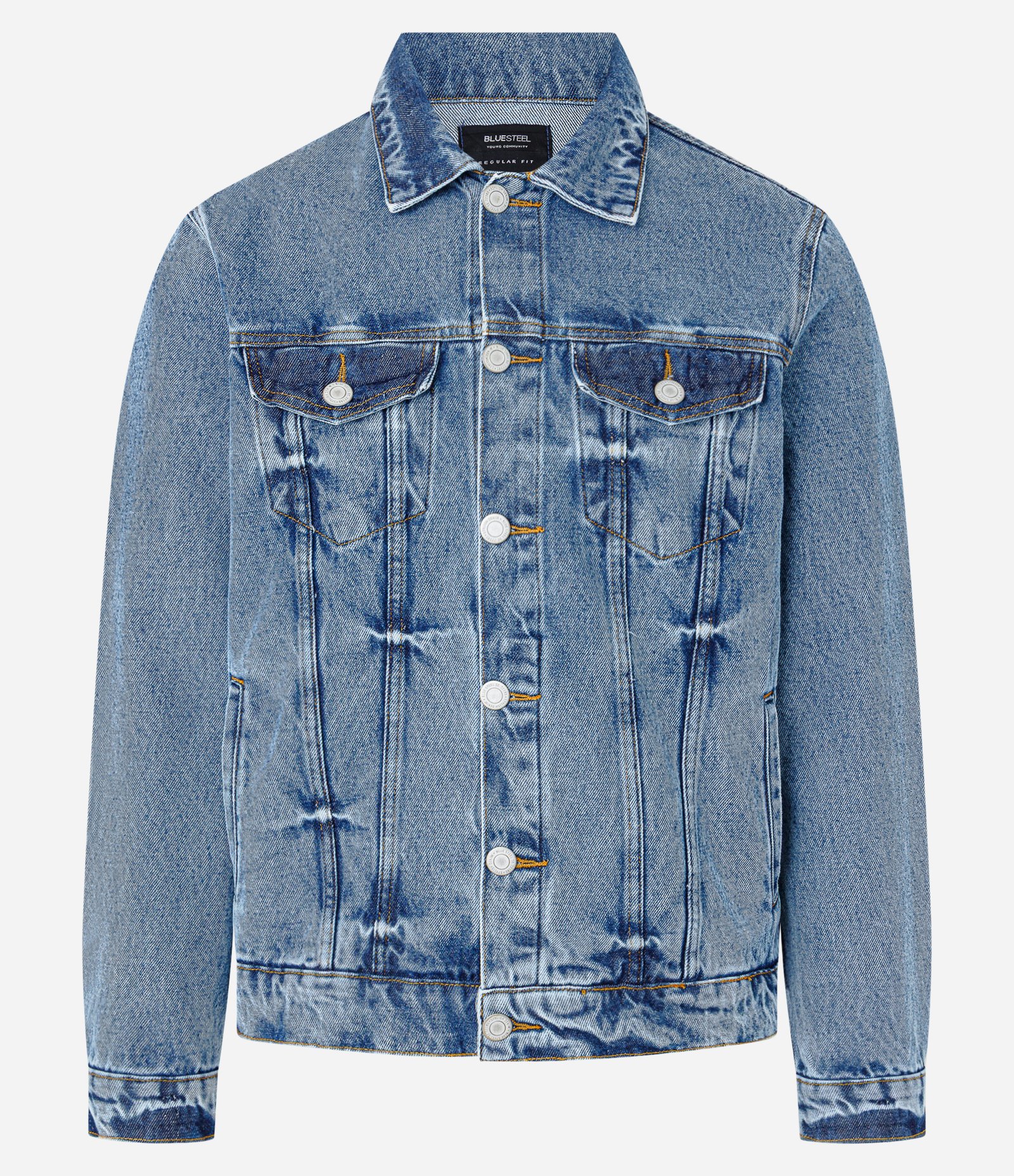 Jaqueta Regular em Jeans Estonada Azul 1