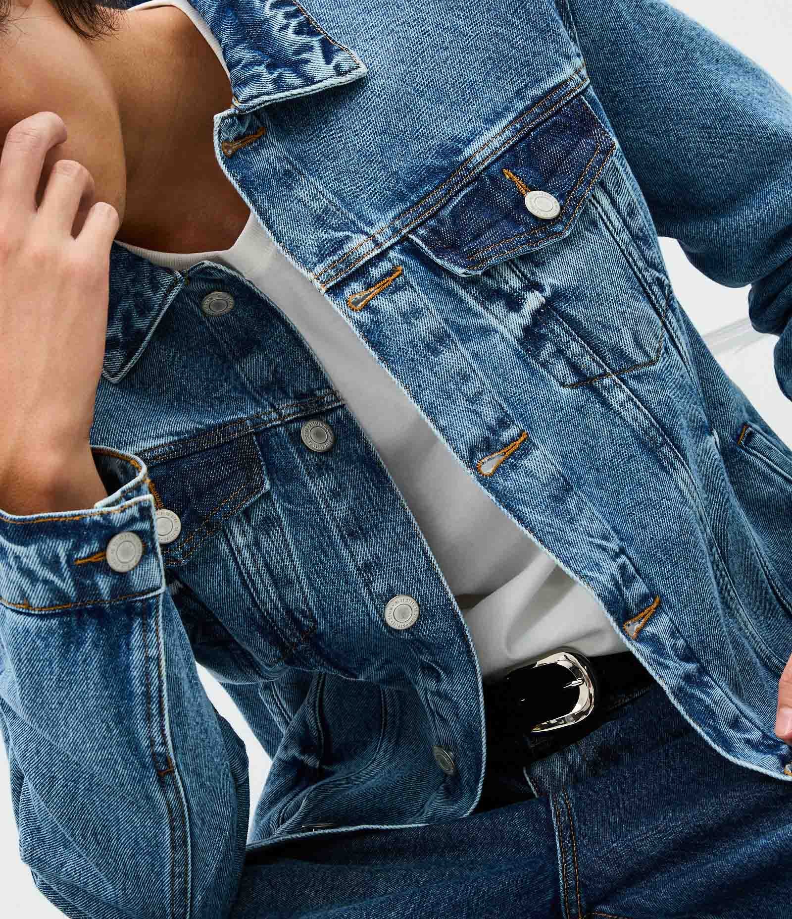 Jaqueta Regular em Jeans Estonada Azul 3