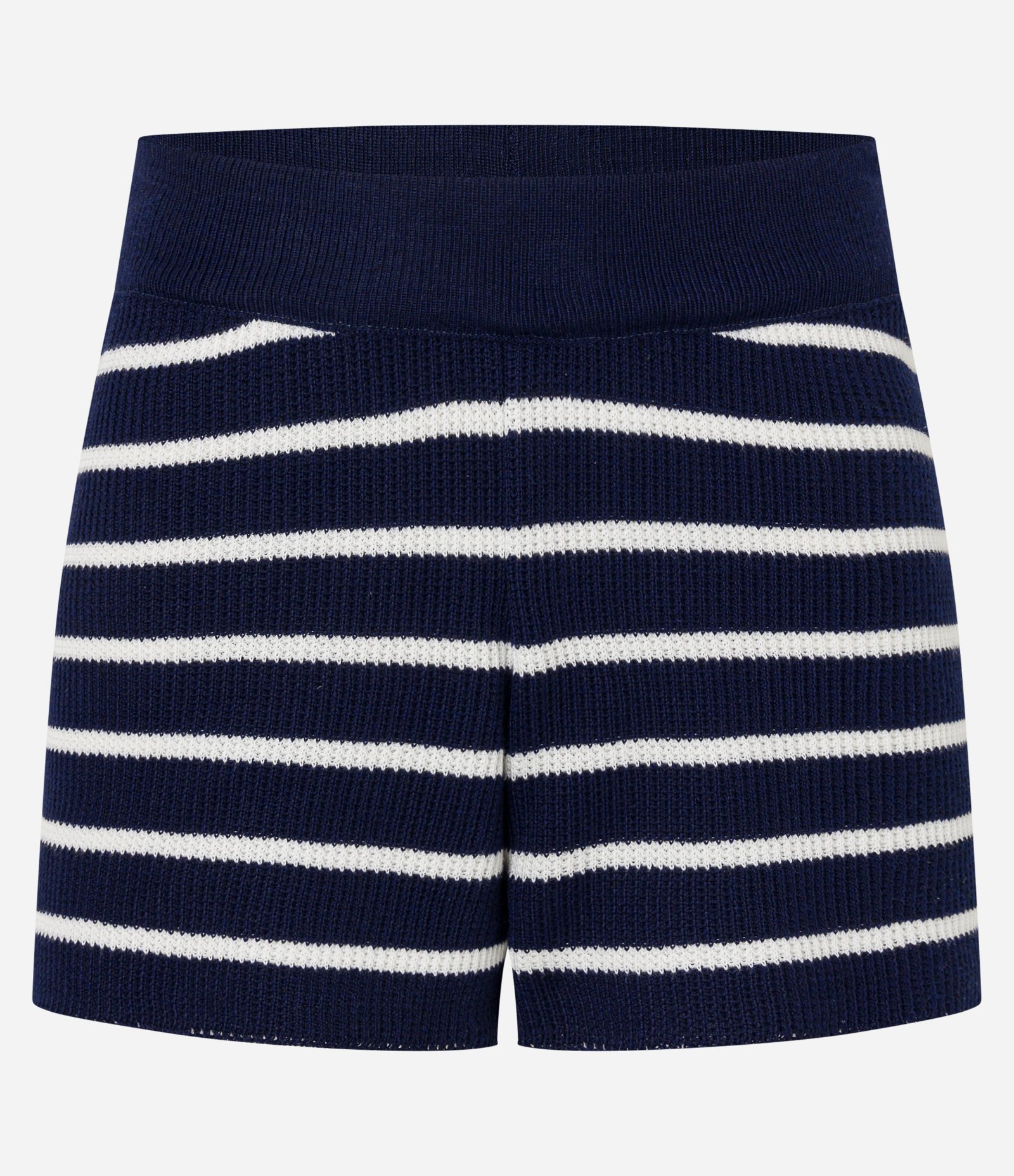 Short Regular em Tricô com Listras Azul Marinho 6