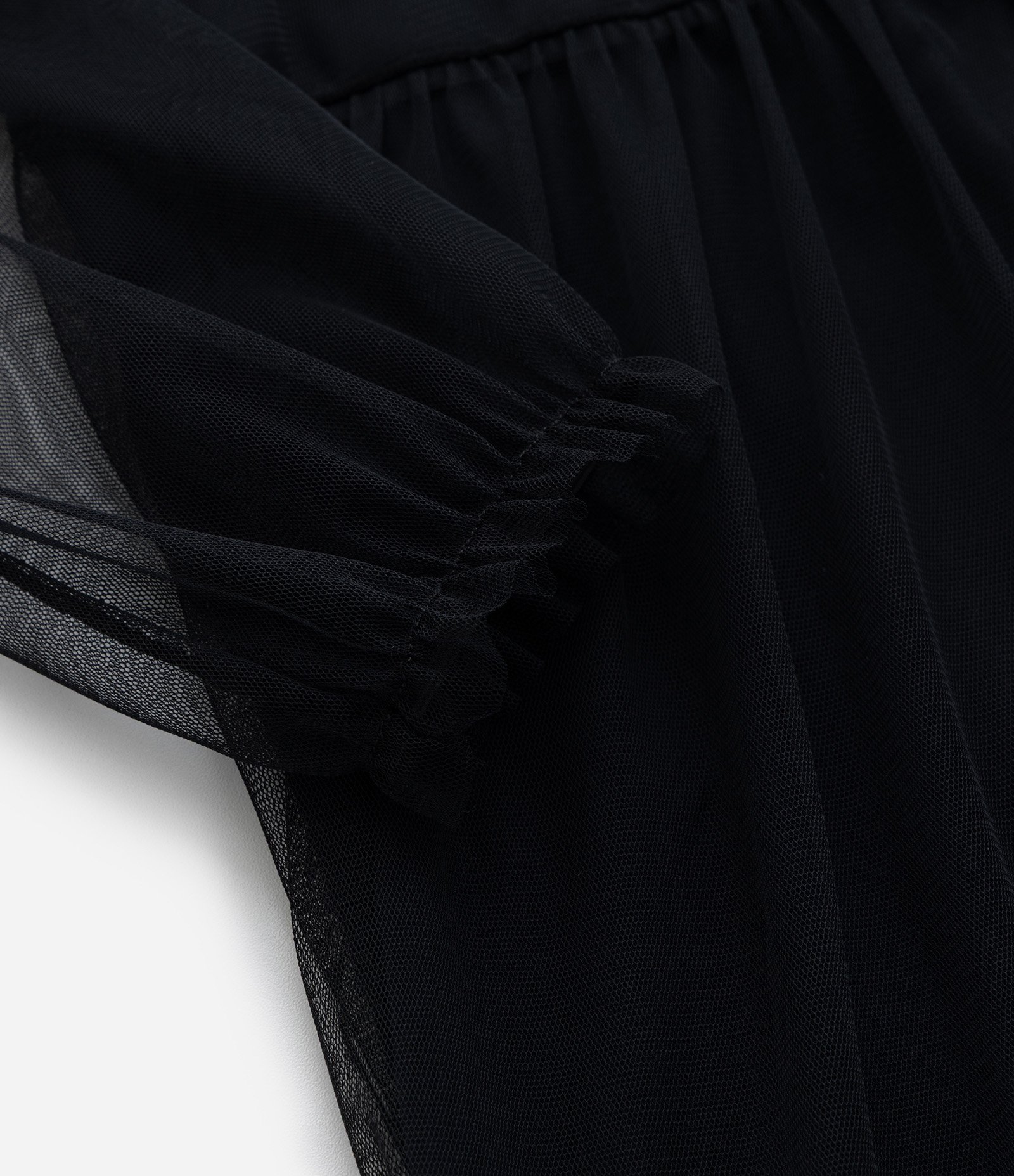 Vestido Infantil Gola Polo com Tule Wandinha - Tam 5 a 14 Anos Preto 6