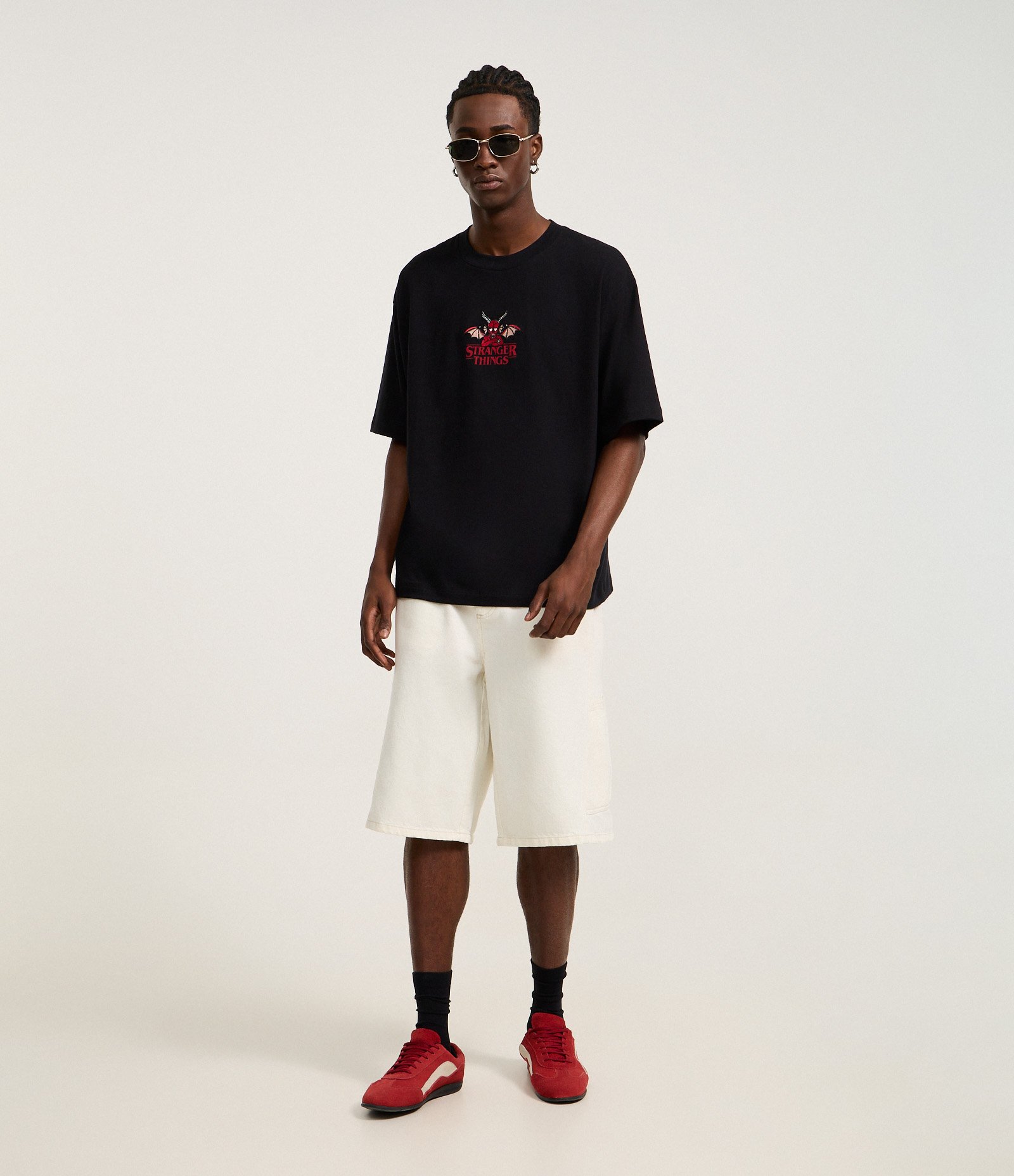 Camiseta Boxy em Algodão com Estampa Stranger Things Preto 3