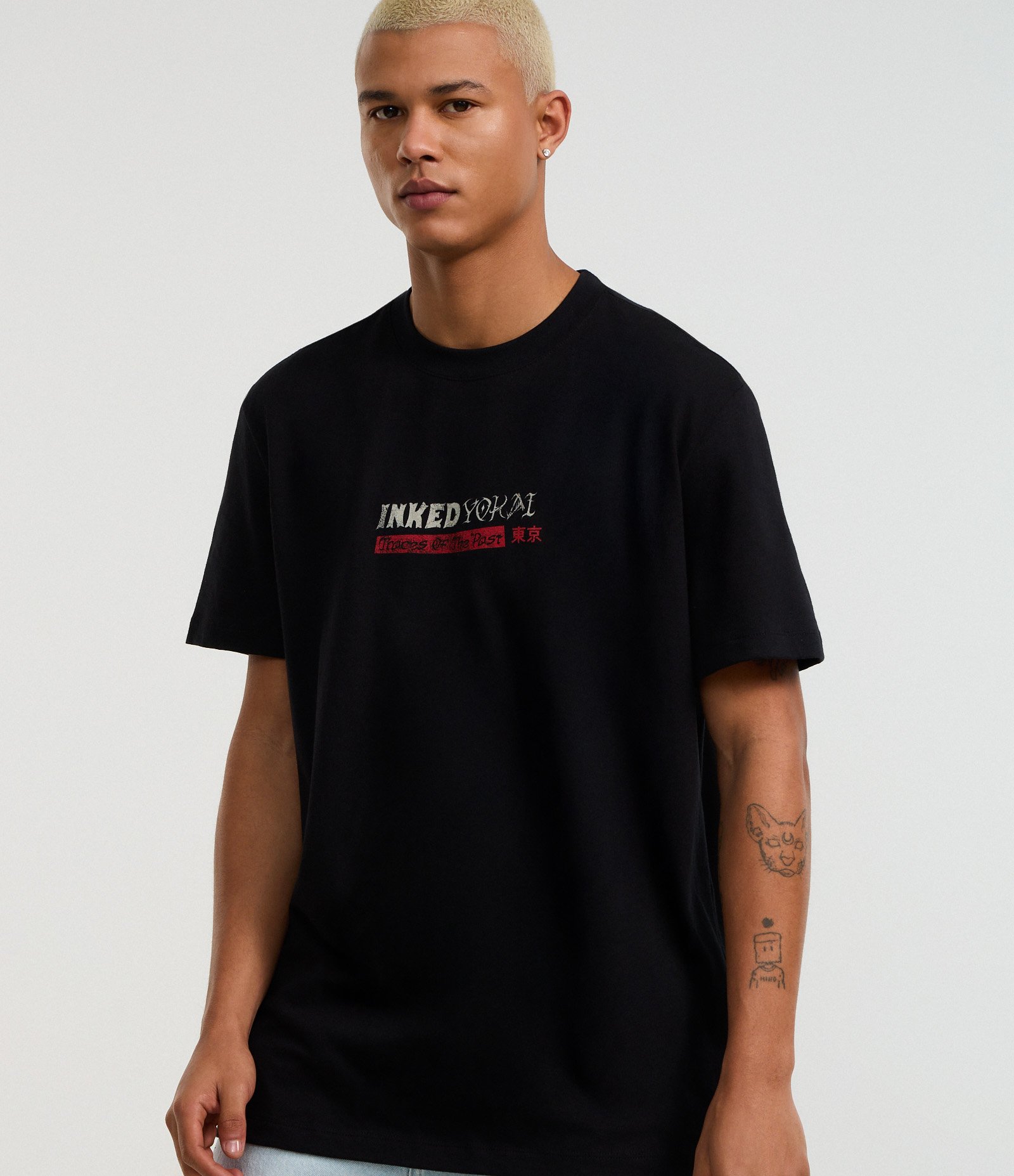 Camiseta Comfort em Algodão com Estampa Lettering Inked Preto 4