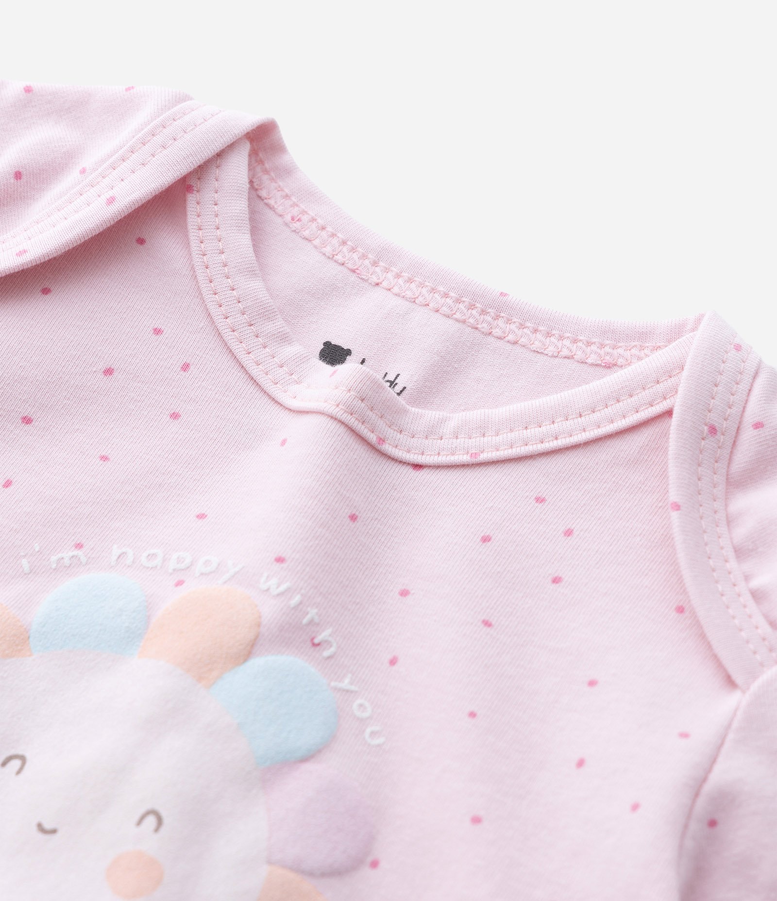 Body Infantil com Estampa Poá e Flor - Tam 0 a 18 Meses Rosa 7