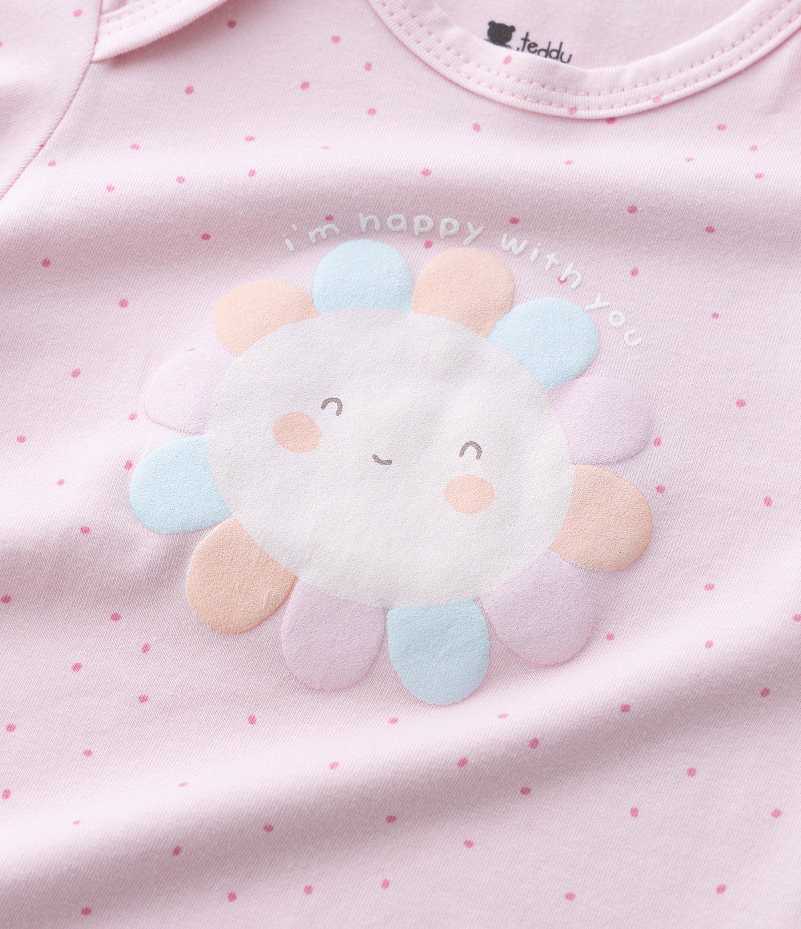 Body Infantil com Estampa Poá e Flor - Tam 0 a 18 Meses Rosa 8