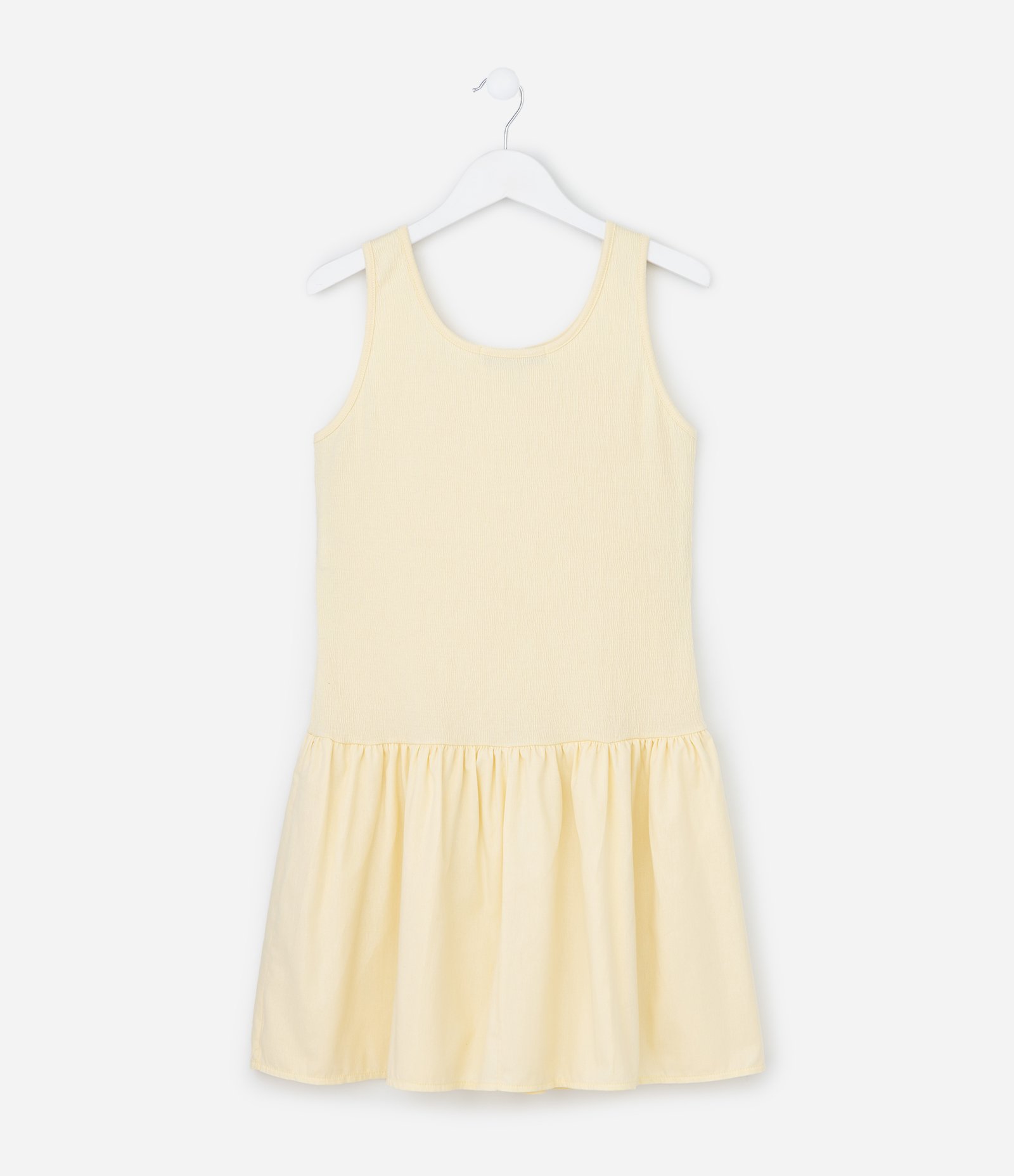 Vestido Infantil em Anarruga com Pregas - Tam 5 a 14 Anos Amarelo 2