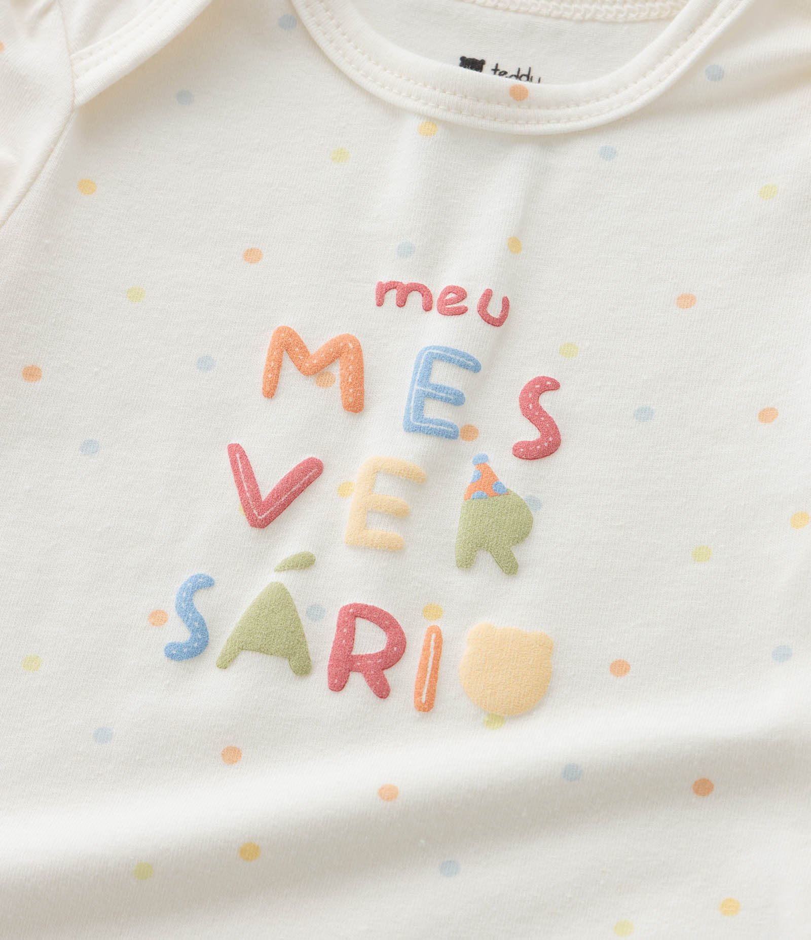 Body Infantil com Lettering Meu Mesversário - Tam RN a 18 meses Off White 7