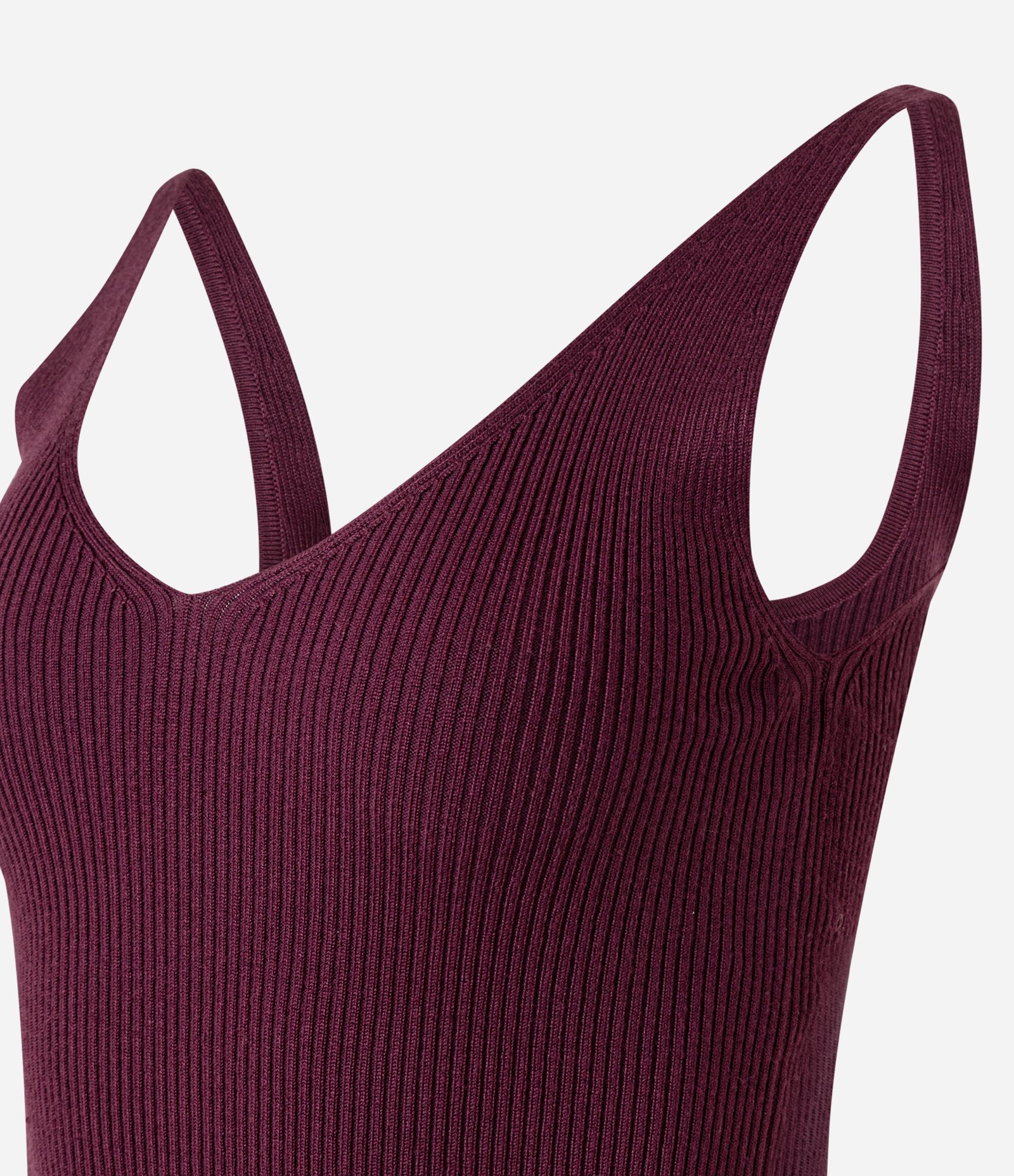 Blusa Canelada em Tricô com Decote V e Costas Decotadas Bordô 2