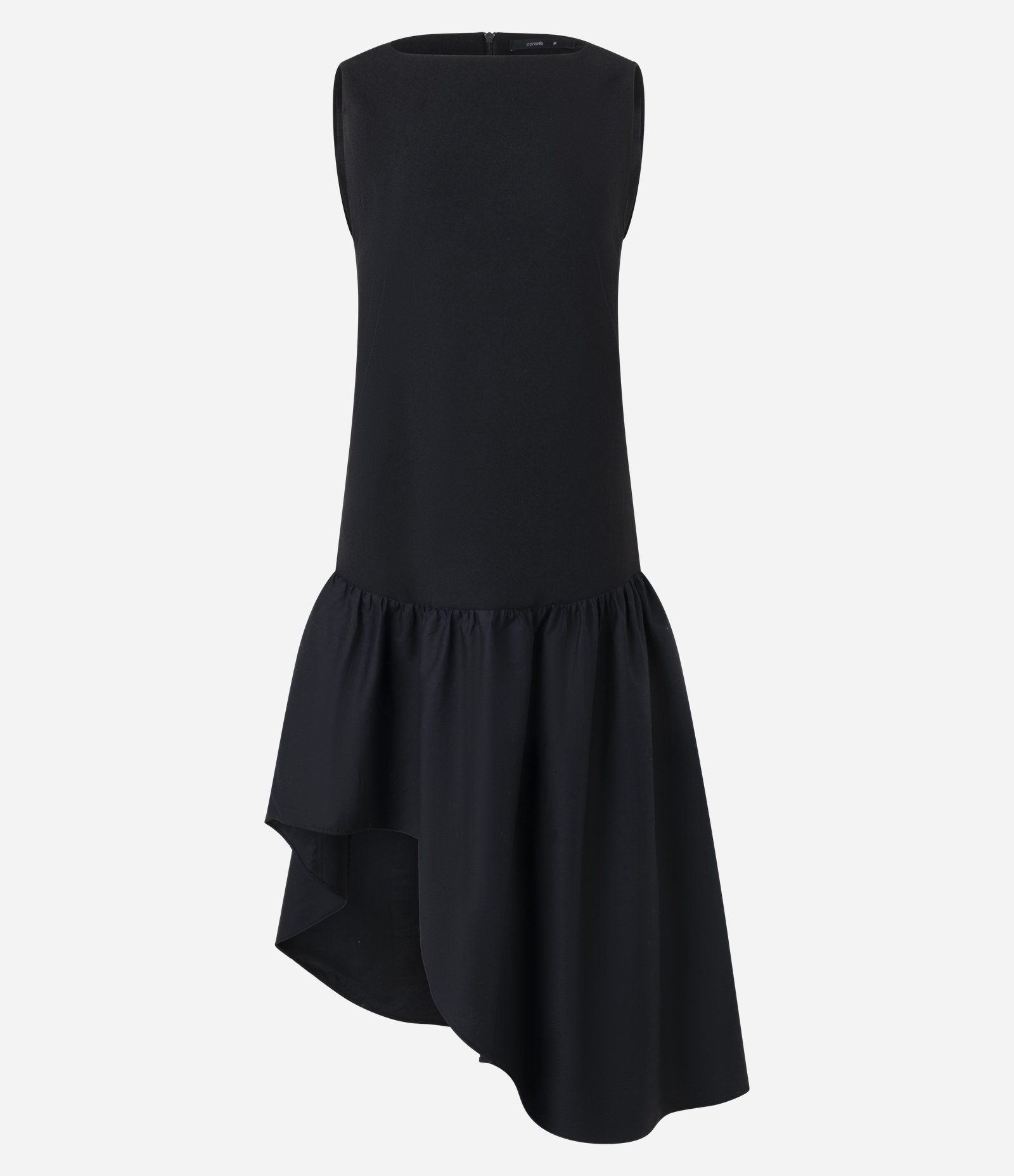 Vestido Hi-Lo Midi com Cintura Baixa e Barra Assimétrica Preto 4