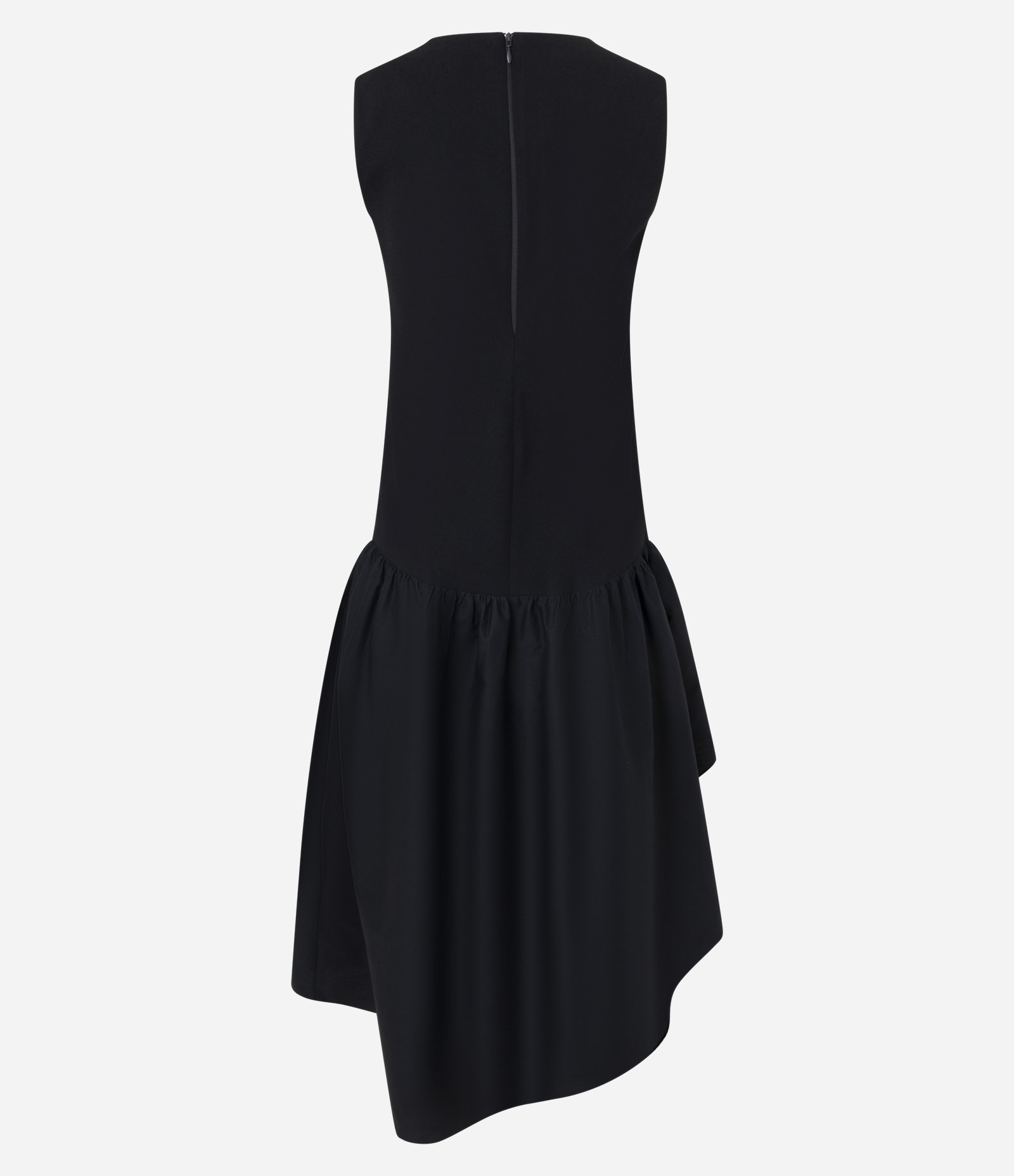 Vestido Hi-Lo Midi com Cintura Baixa e Barra Assimétrica Preto 5