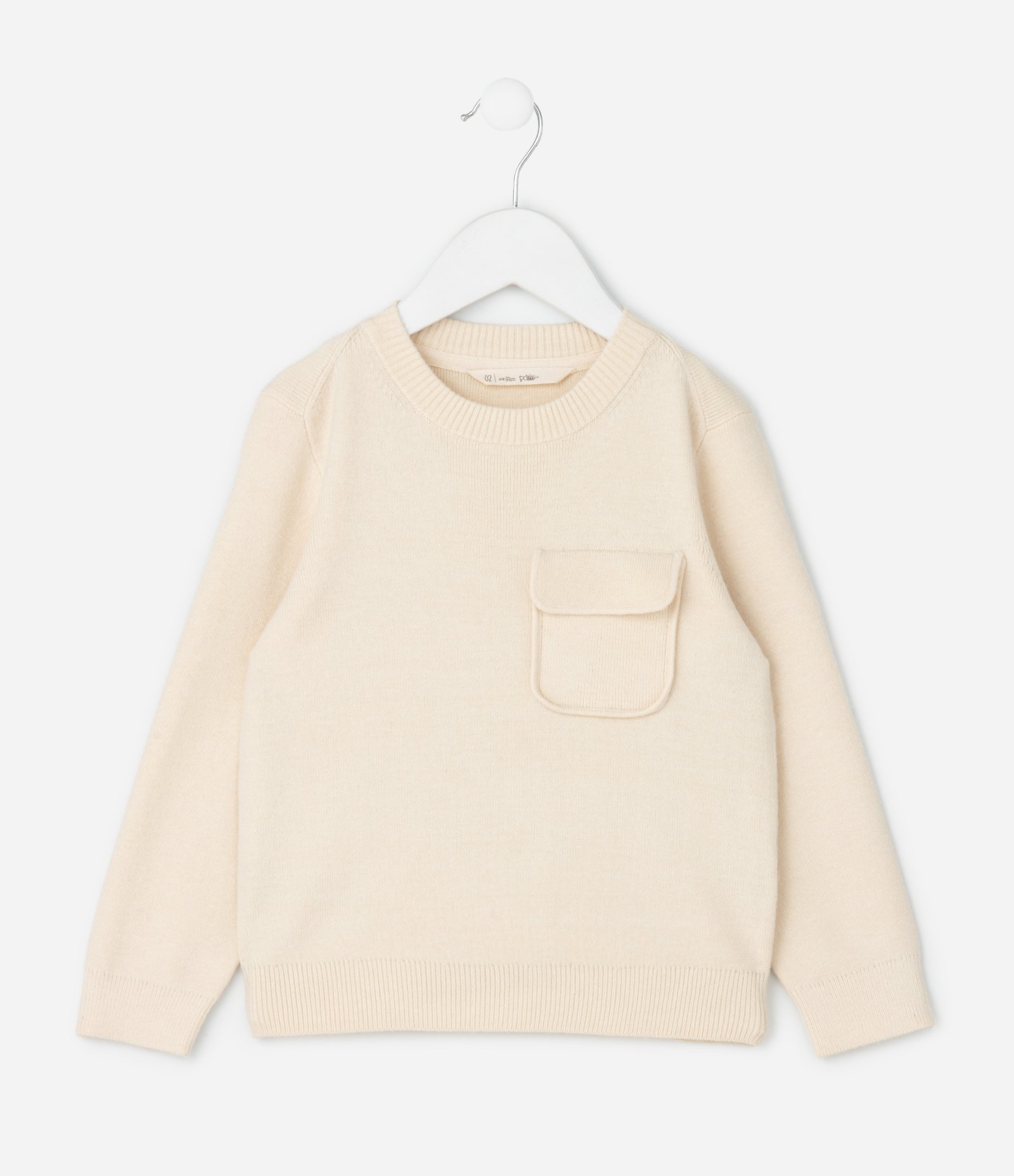 Casaco Infantil em Efeito Tricô com Bolso Lapela – Tam 1 a 5/6 Anos Bege Areia 1