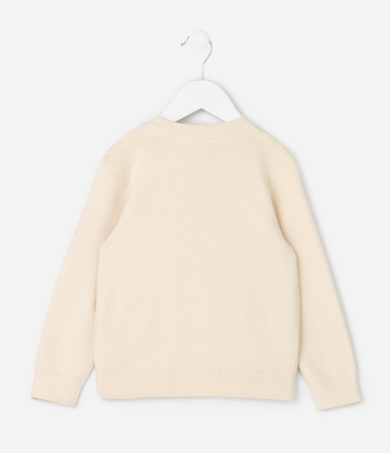 Casaco Infantil em Efeito Tricô com Bolso Lapela – Tam 1 a 5/6 Anos Bege Areia 2