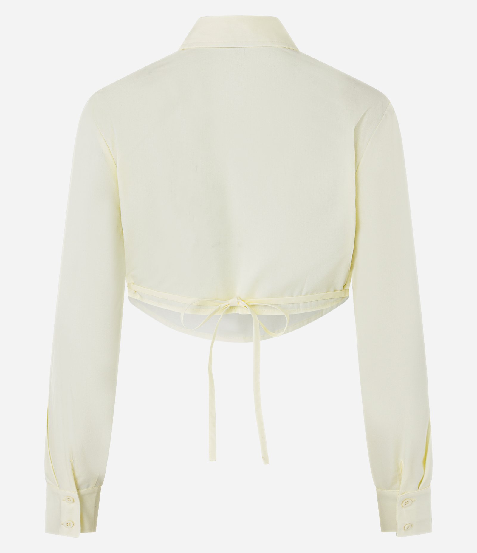 Camisa Cropped em Tricoline com Detalhe Vazado nas Costas Amarelo 6