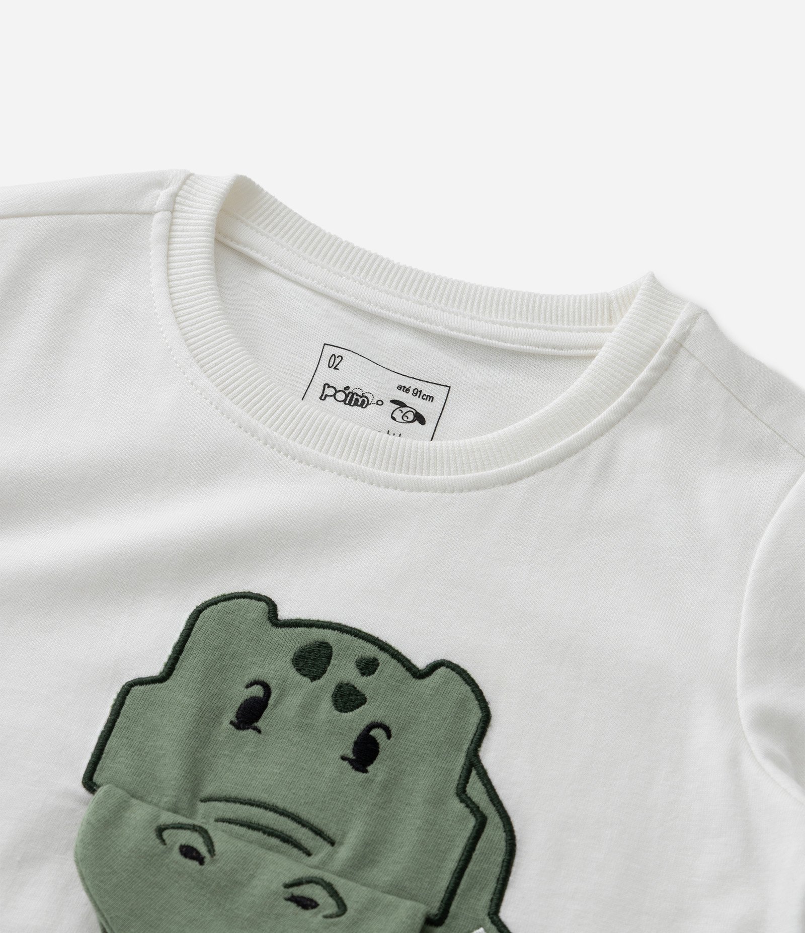 Camiseta Infantil com Estampa Dinossauro Interativa – Tam 1 a 5/6 Branco 5