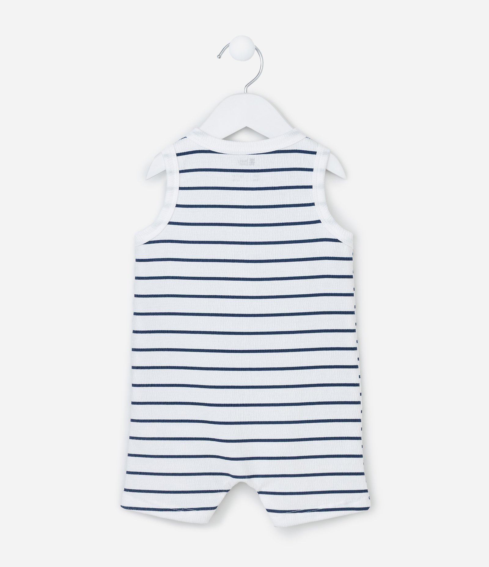 Macaquinho Infantil com Estampa de Listras - Tam 0 a 18 Meses Branco/Azul 2