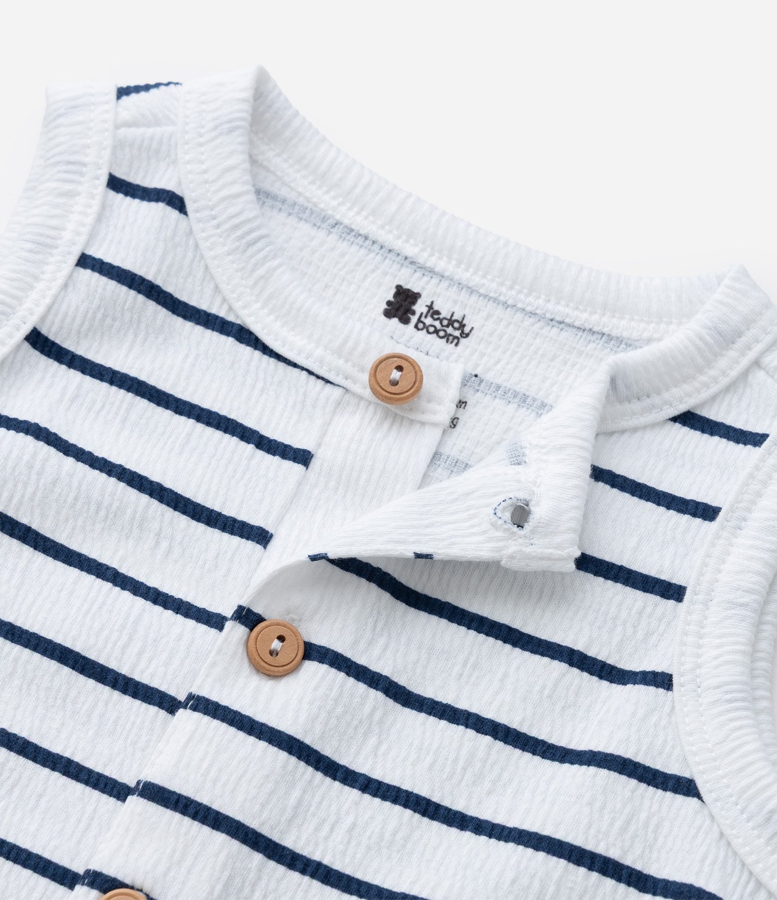 Macaquinho Infantil com Estampa de Listras - Tam 0 a 18 Meses Branco/Azul 5