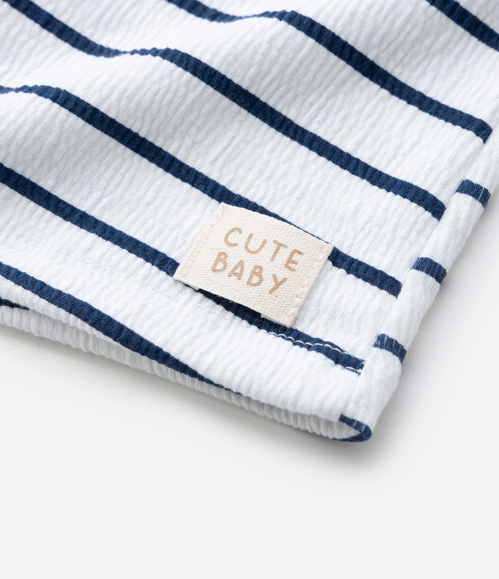 Macaquinho Infantil com Estampa de Listras - Tam 0 a 18 Meses Branco/Azul 7