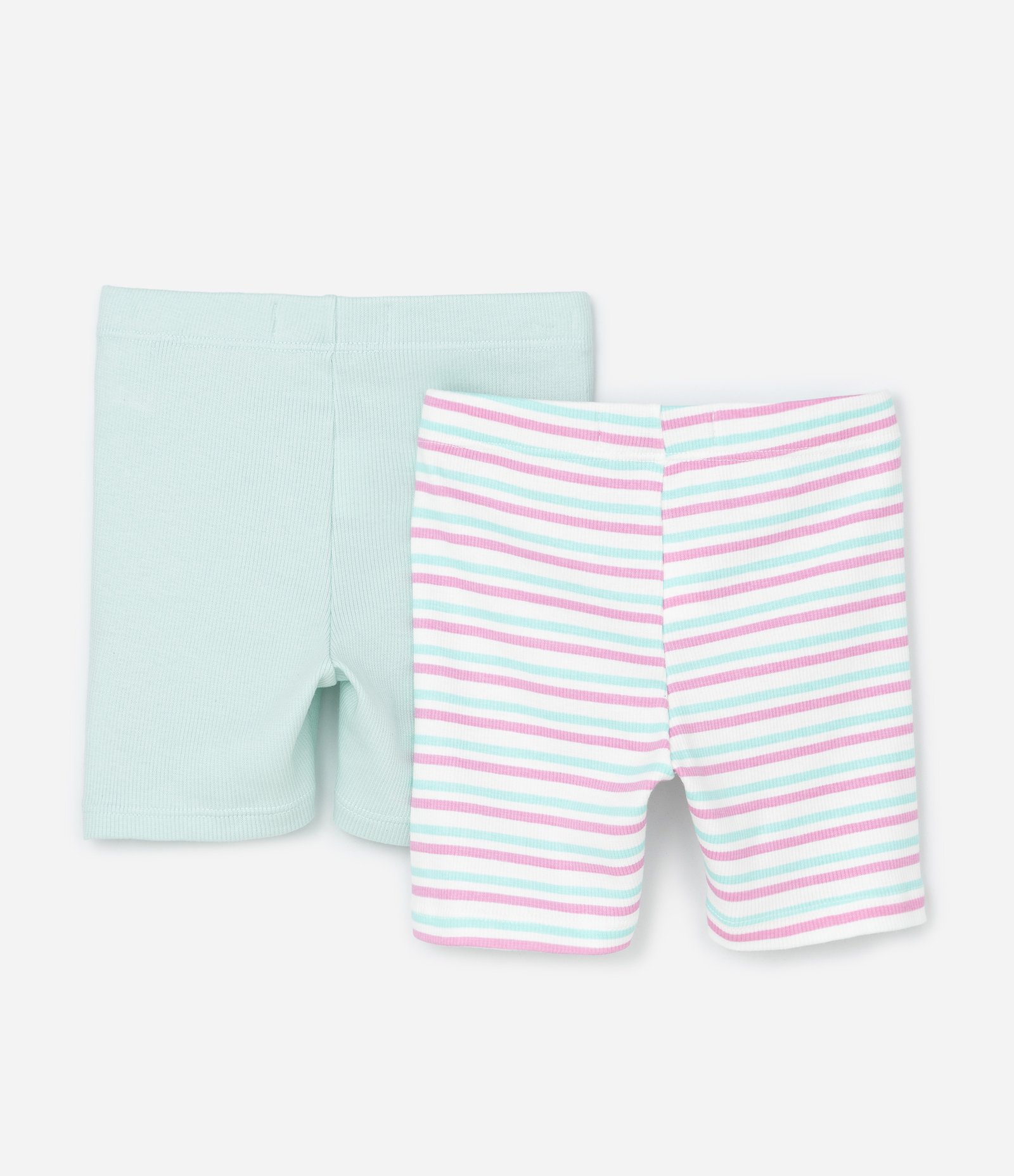 Kit 02 Bermudas Ciclista Lisa e Listrada - Tam 1 a 6 anos Multicores 2