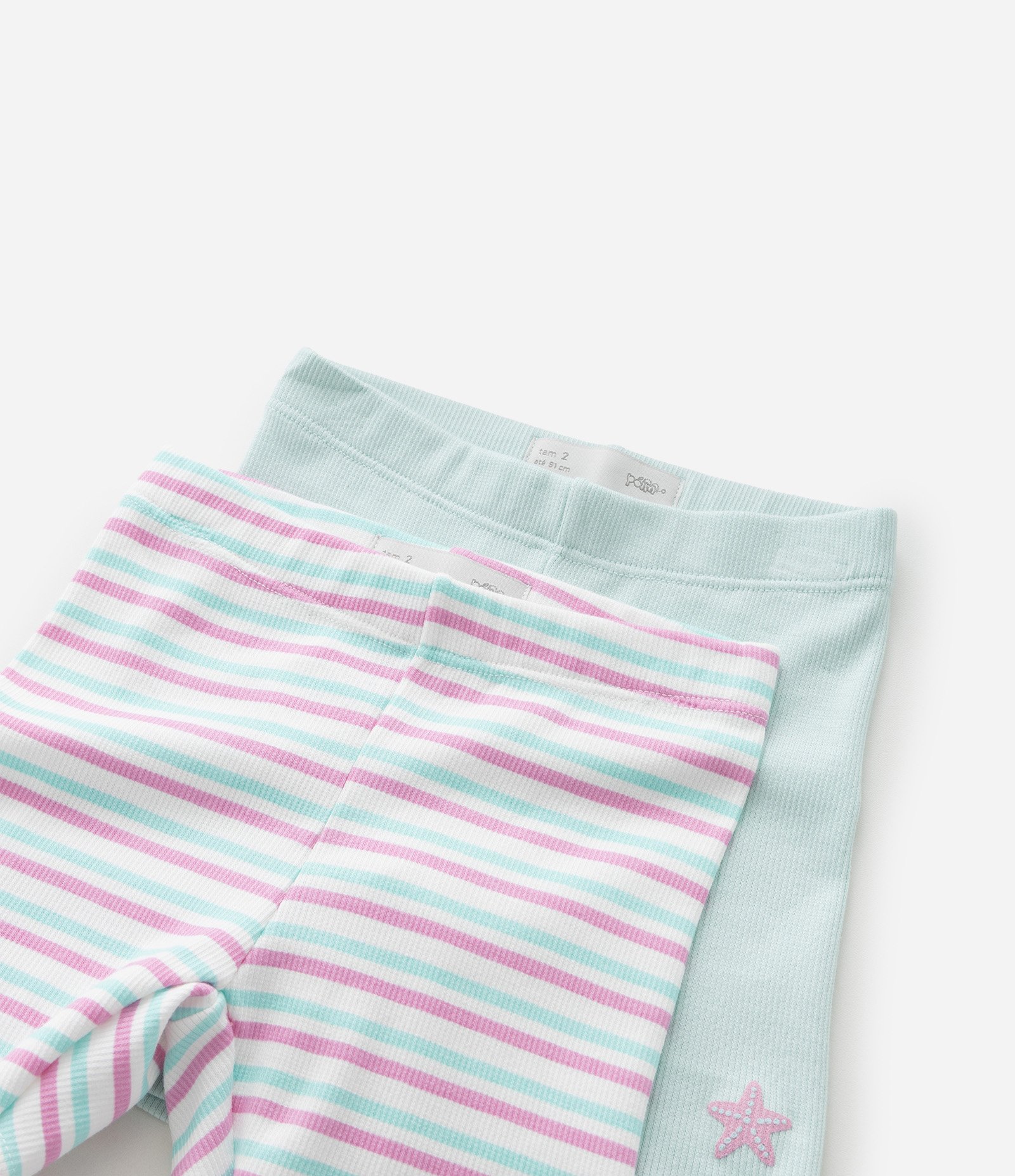 Kit 02 Bermudas Ciclista Lisa e Listrada - Tam 1 a 6 anos Multicores 5