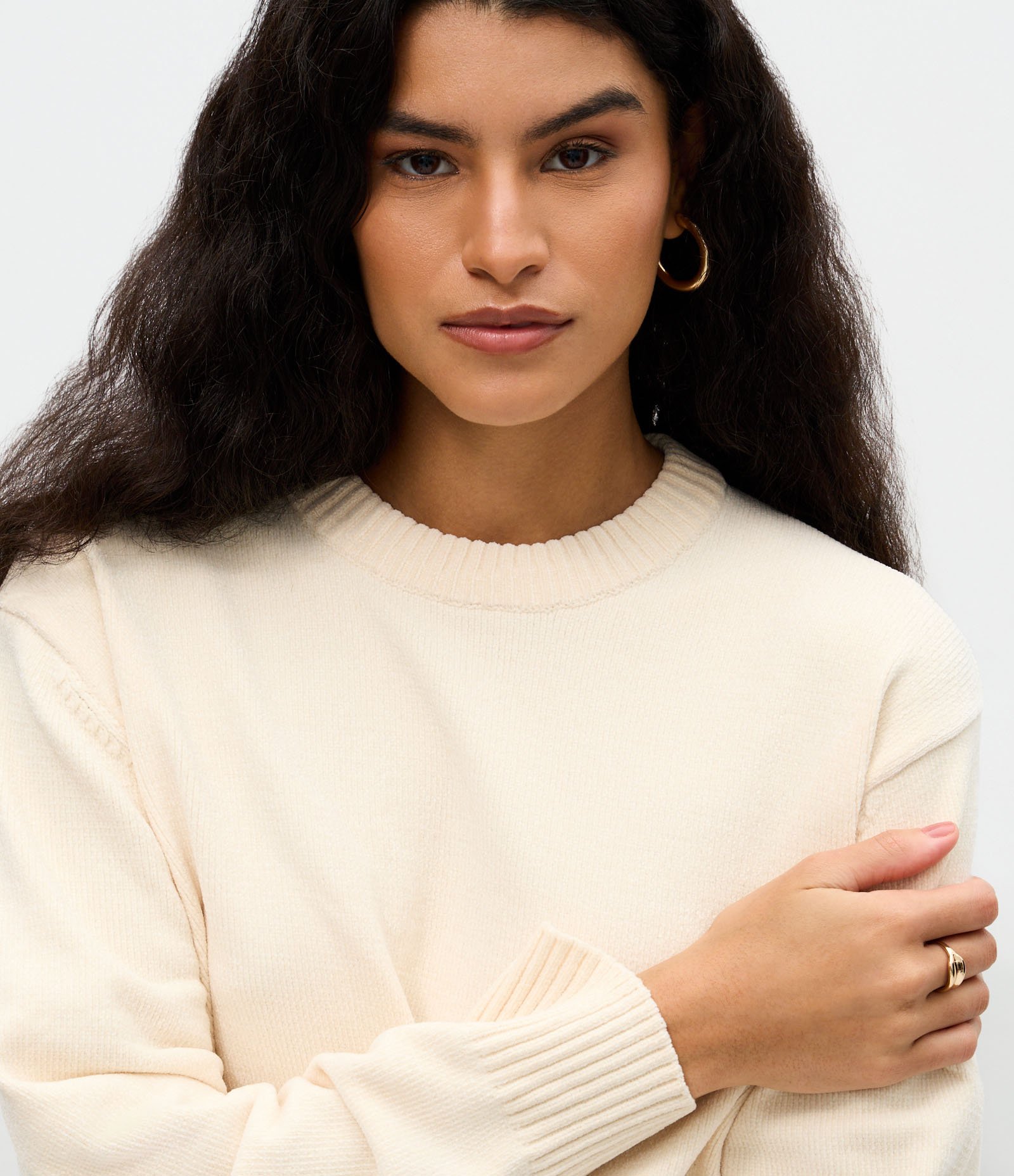 Suéter com Manga Longa em Chenille Off White 3