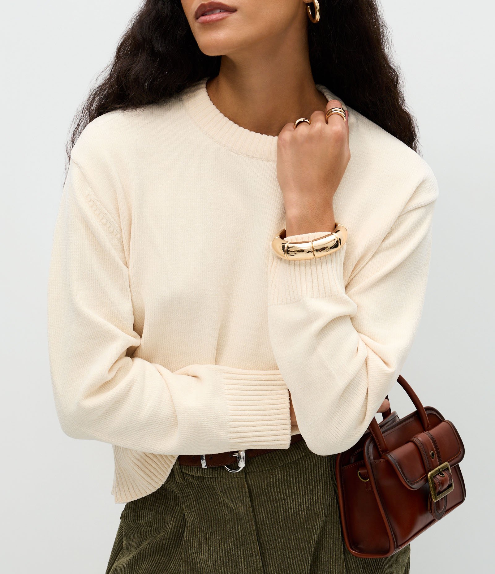 Suéter com Manga Longa em Chenille Off White 4