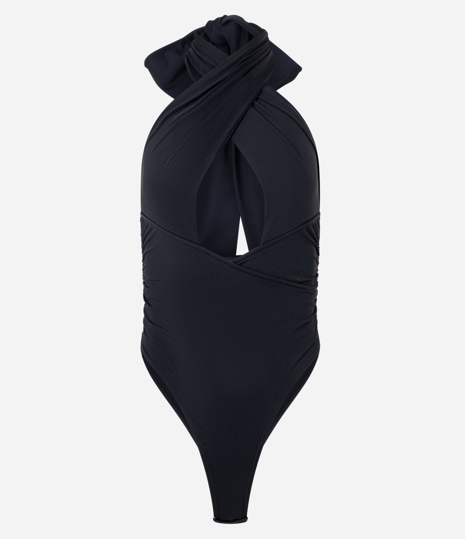 Body em Microfibra com Decote Profundo e Amarração Preto 7