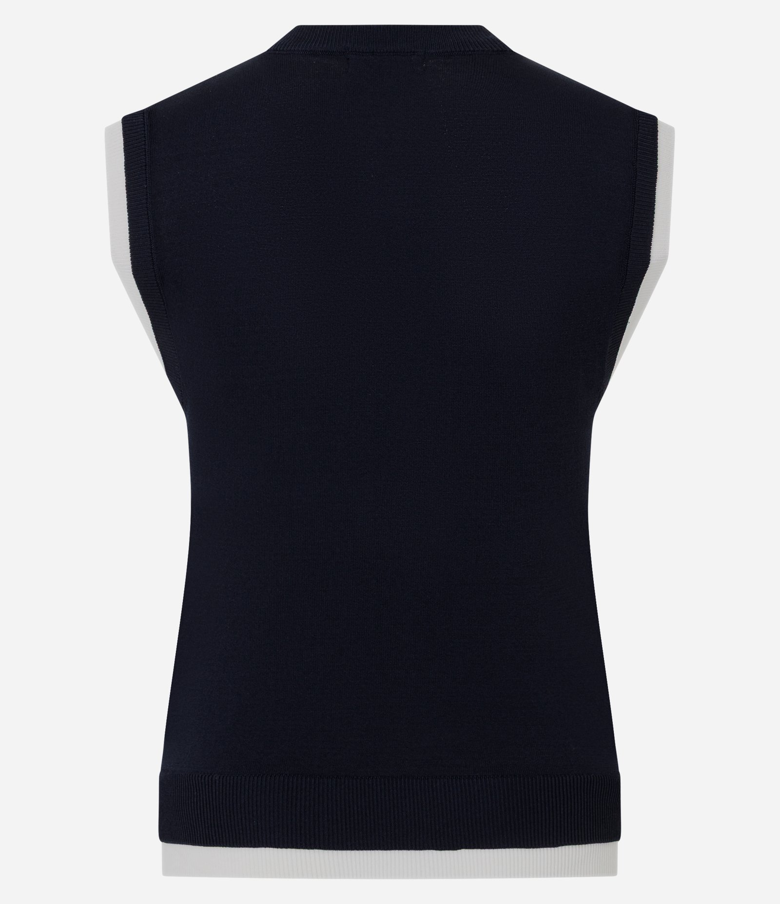 Blusa Colete em Tricô com Viés Contrastantes Azul Escuro 7