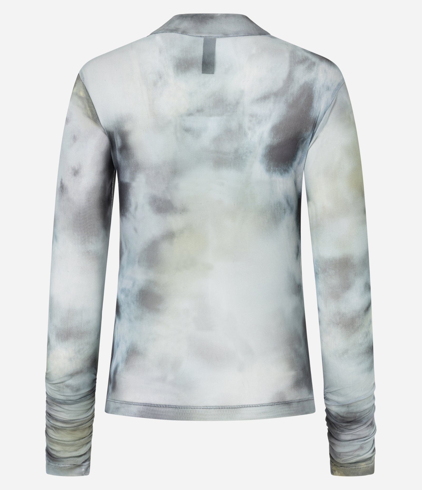 Blusa em Tule com Estampa Abstrata e Franzidos na Manga Verde 8