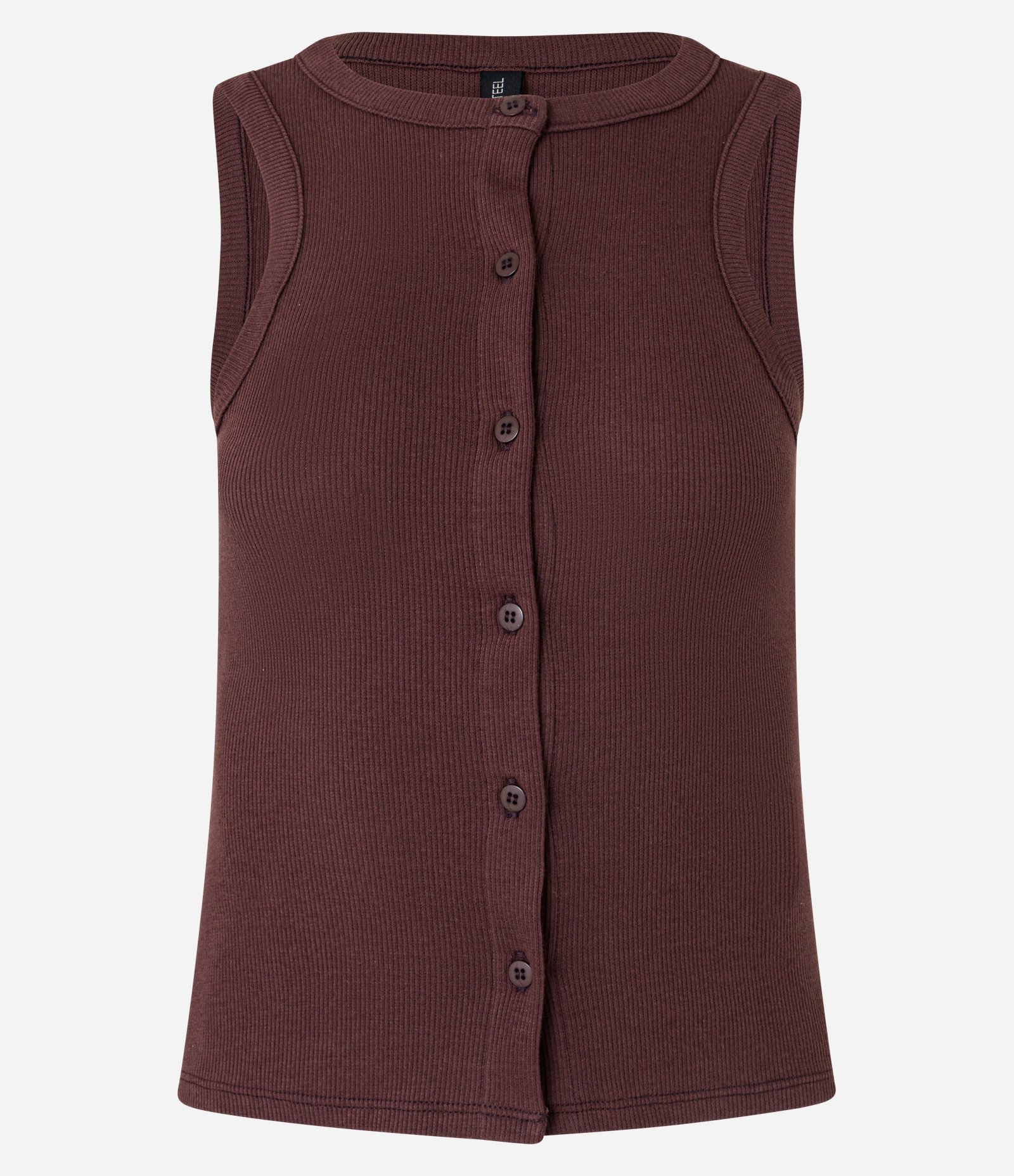 Regata em Ribana com Botões Frontais Marrom 4