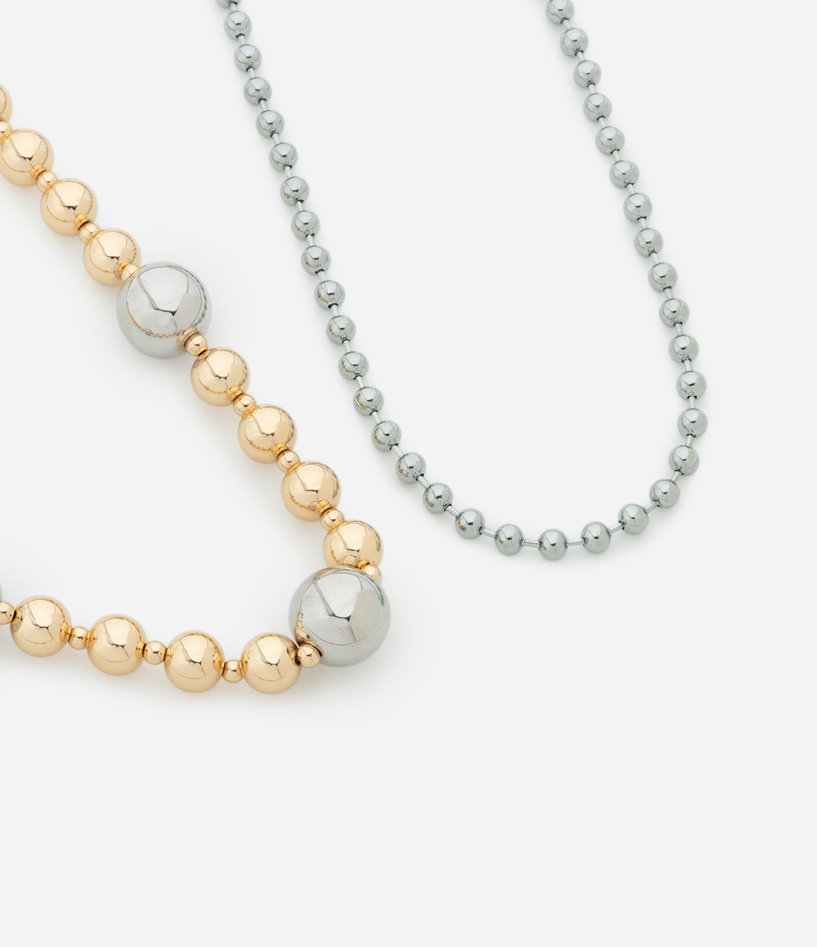 Conjunto 02 Colares com Esferas em Diferentes Tamanhos Dourado/Prata 2