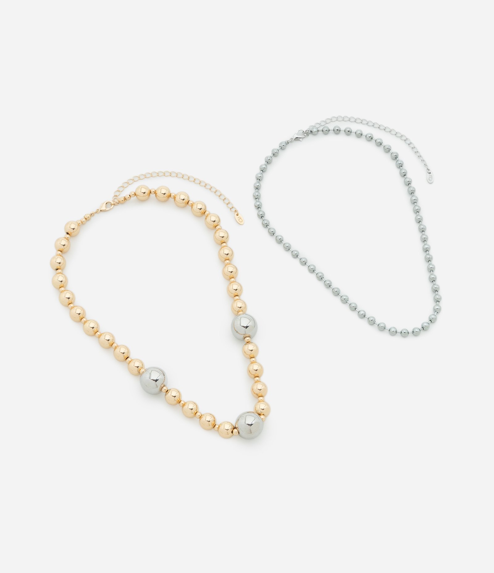 Conjunto 02 Colares com Esferas em Diferentes Tamanhos Dourado/Prata 3