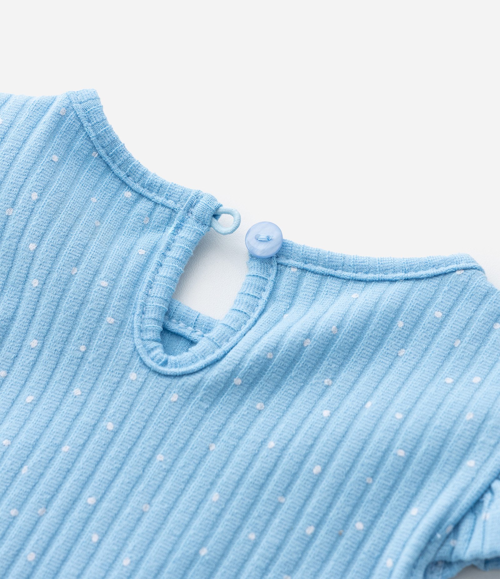 Body Infantil com Bordado de Estrela Estampa Poá e Canelado - Tam 0 a 18 Meses Azul 5