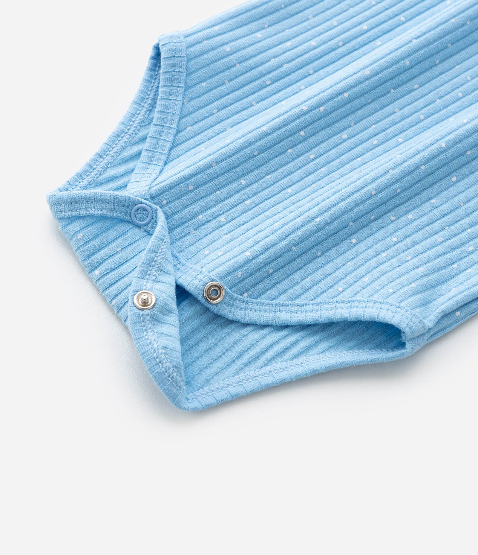 Body Infantil com Bordado de Estrela Estampa Poá e Canelado - Tam 0 a 18 Meses Azul 7