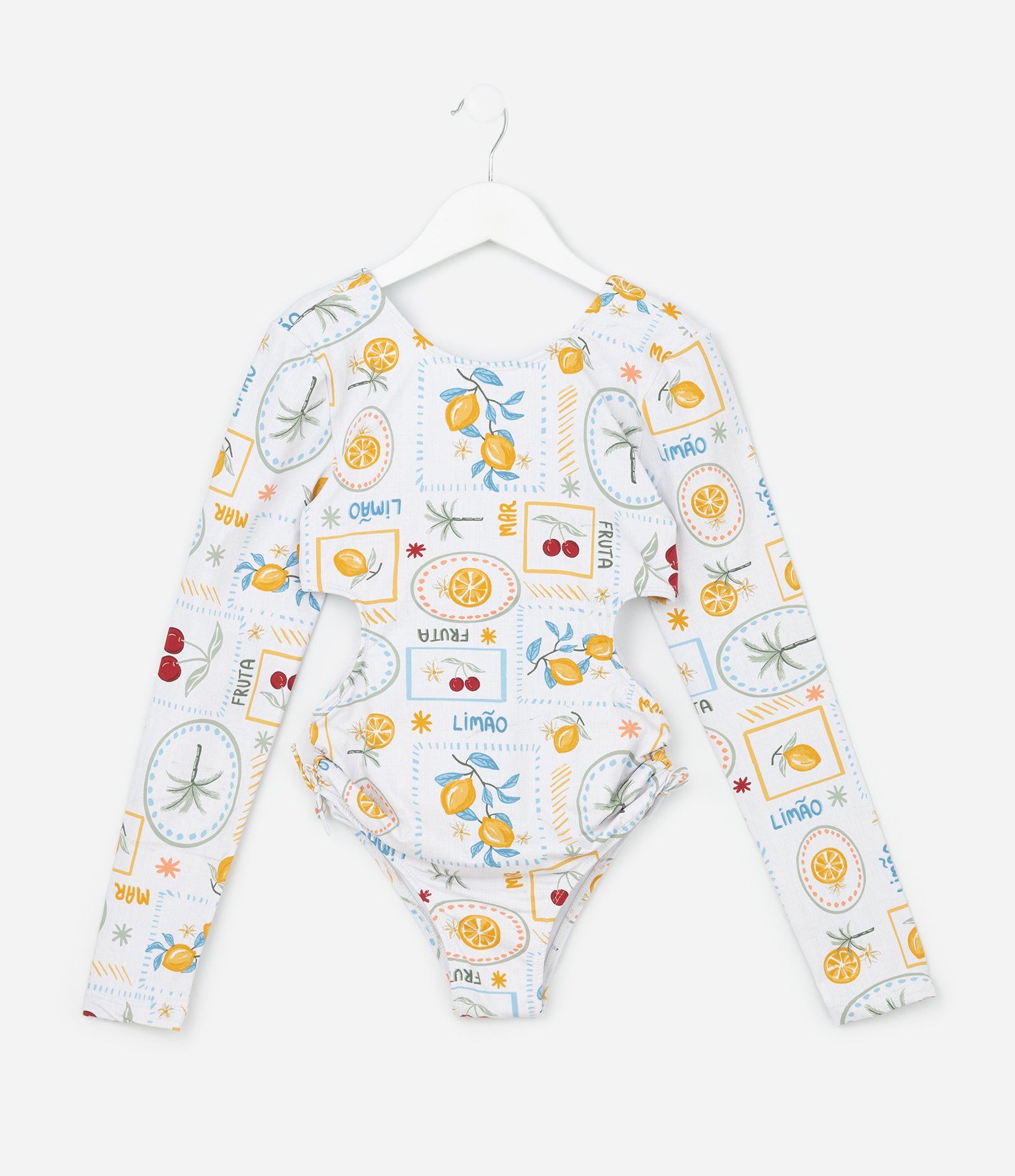 Maiô Infantil com Estampa Tropical e Recorte Vazado - Tam 7 a 16 Anos Multicores 1