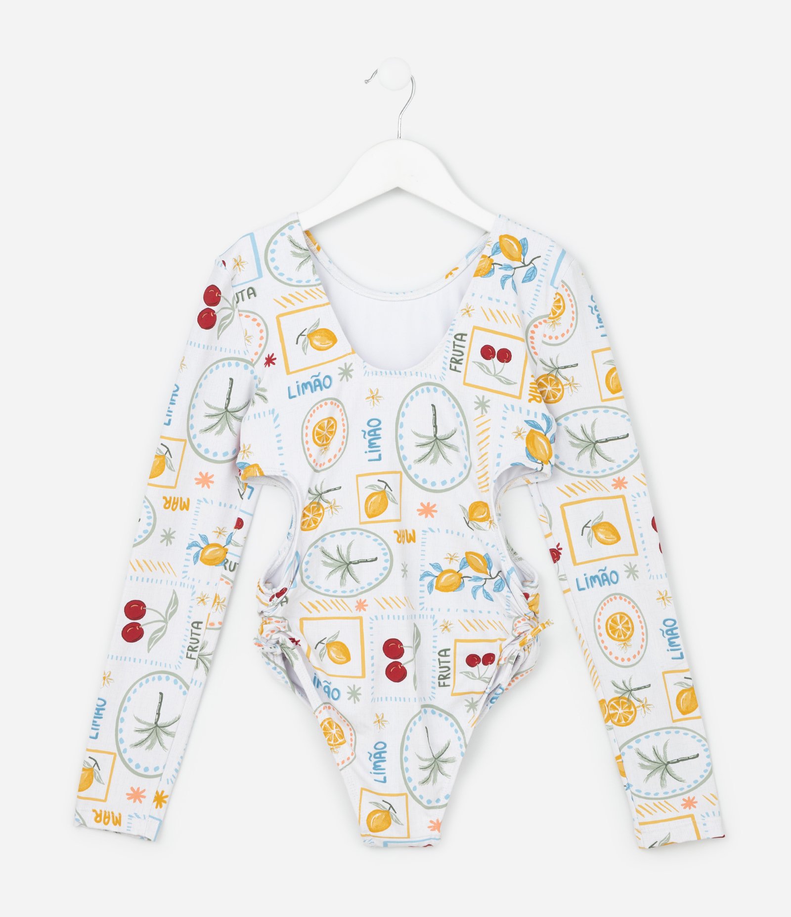 Maiô Infantil com Estampa Tropical e Recorte Vazado - Tam 7 a 16 Anos Multicores 2