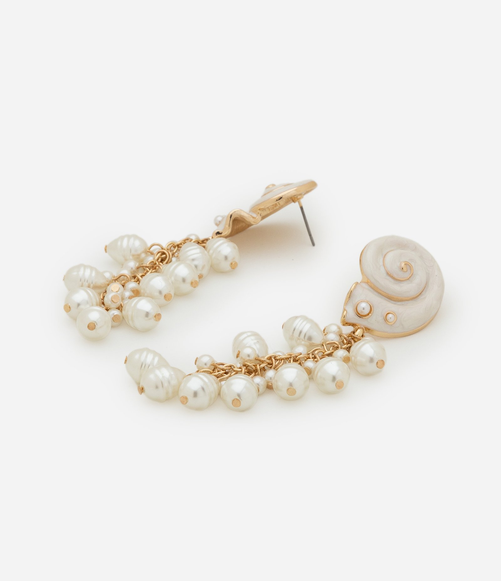 Maxi Brinco Pérola com Base em Formato de Concha e Pingente em Cacho de Pérolas Off White 2