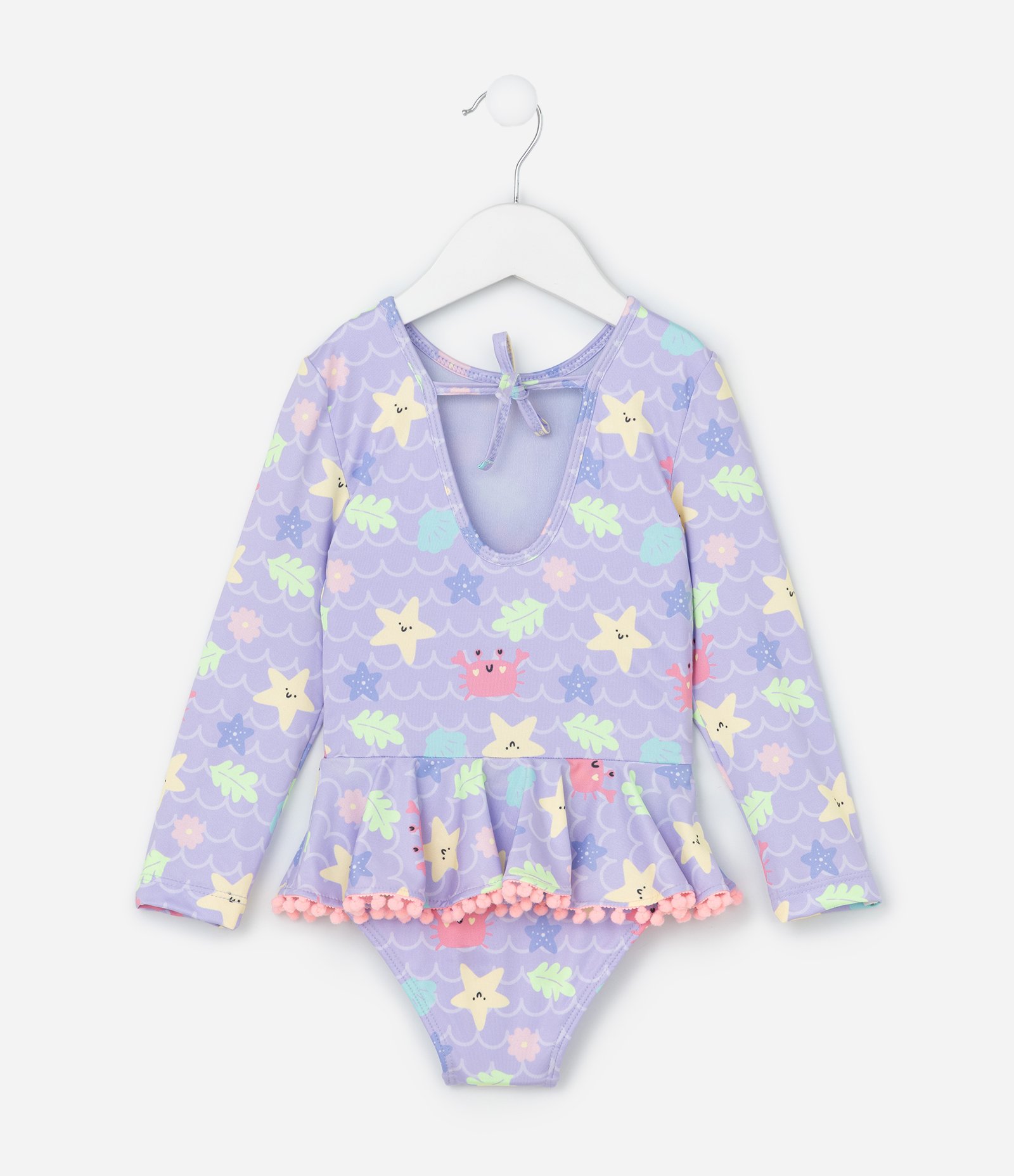 Maiô Infantil com Estampa Fundo do Mar e Babadinhos - Tam 1 a 4 Anos Roxo 2