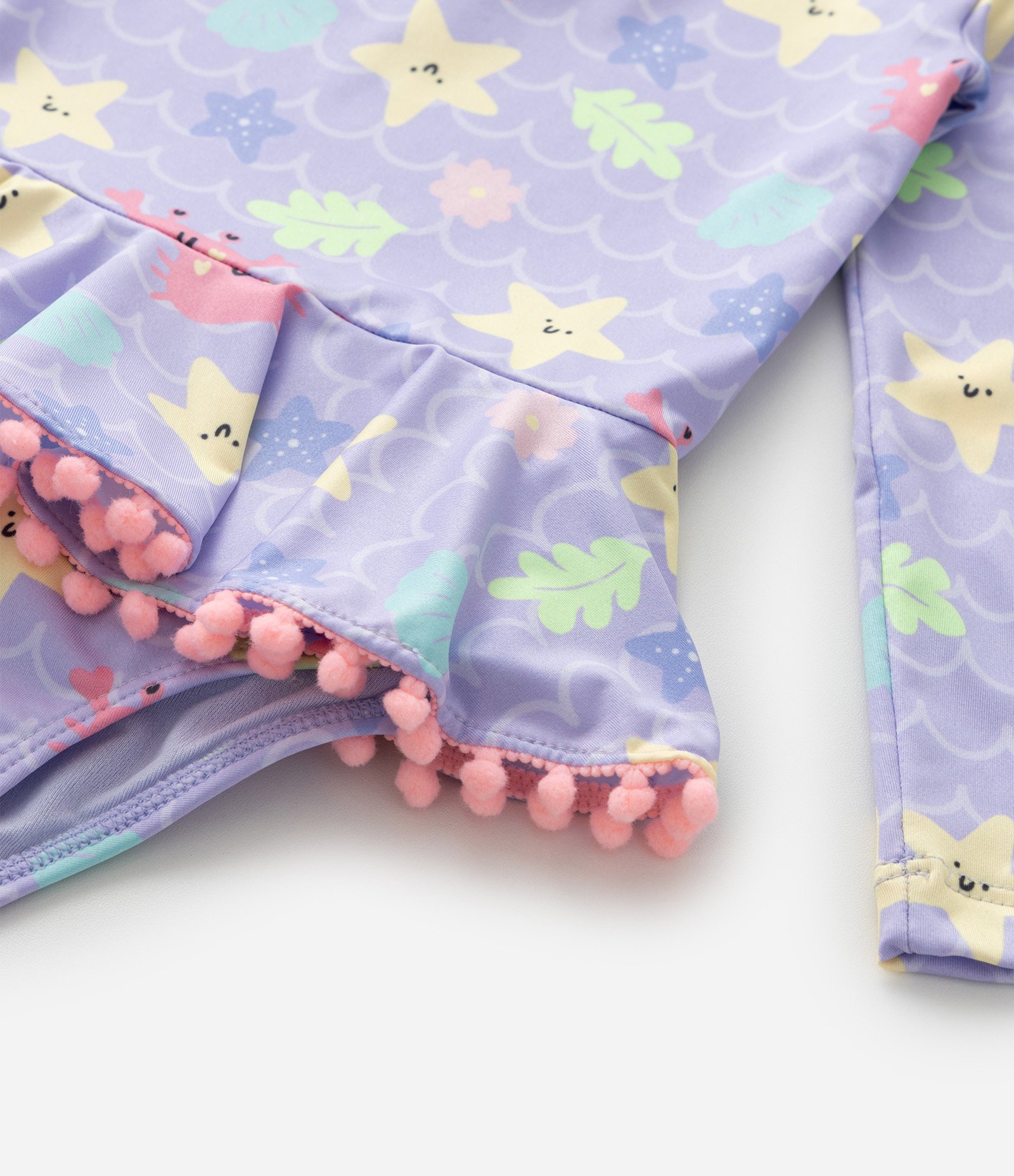 Maiô Infantil com Estampa Fundo do Mar e Babadinhos - Tam 1 a 4 Anos Roxo 4