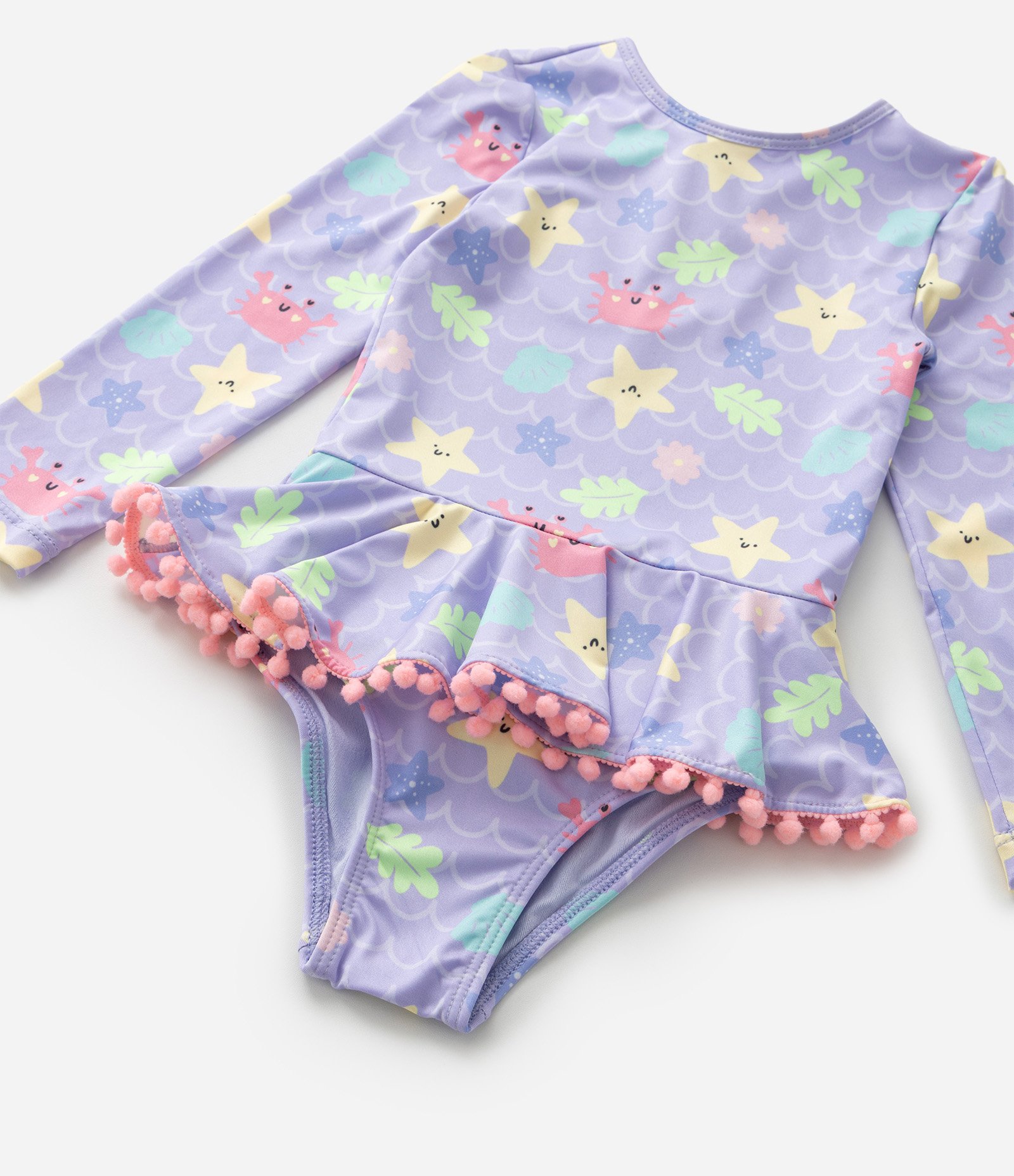 Maiô Infantil com Estampa Fundo do Mar e Babadinhos - Tam 1 a 4 Anos Roxo 6