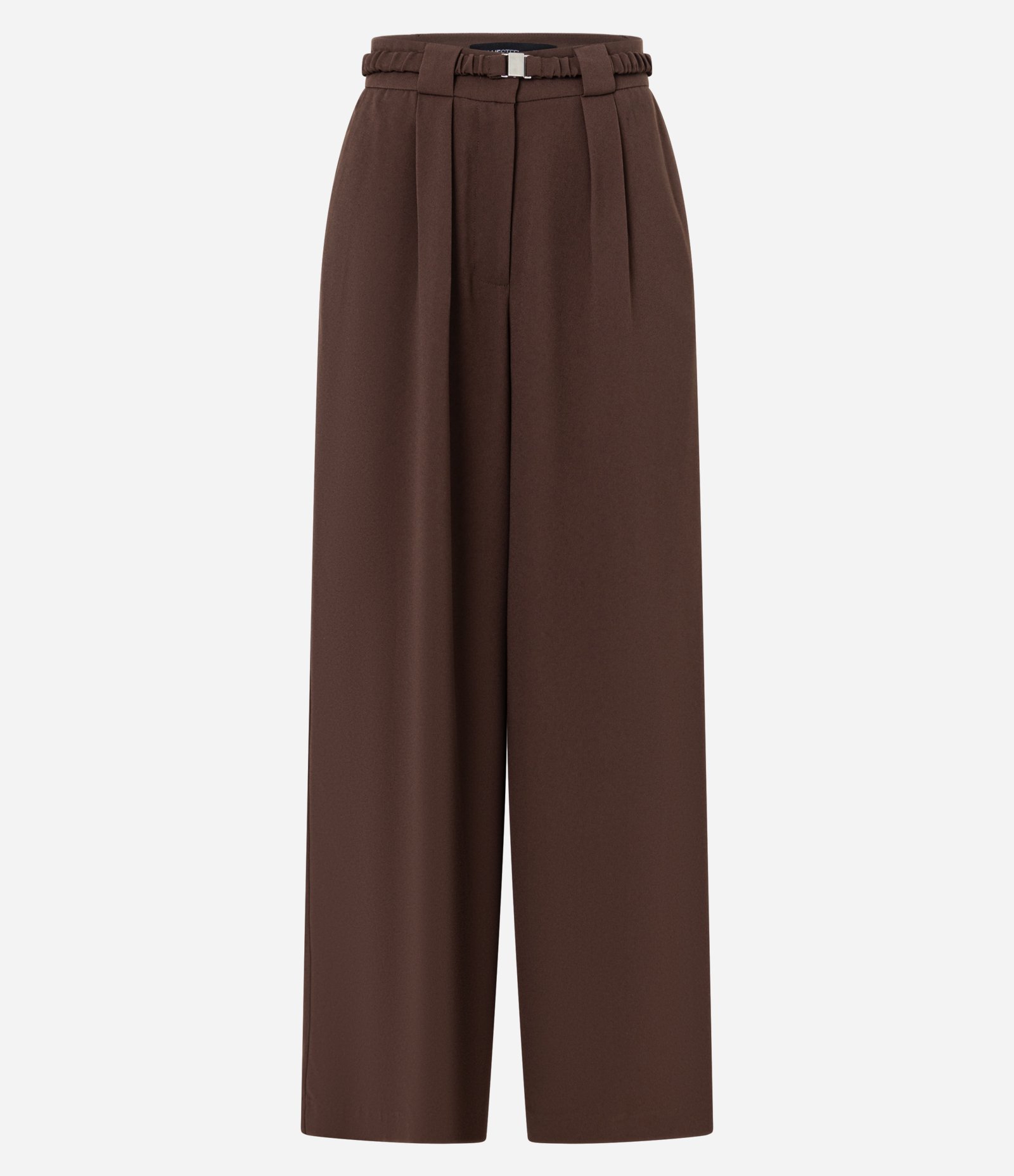 Calça Pantalona em Crepe com Cinto Elástico Marrom 1