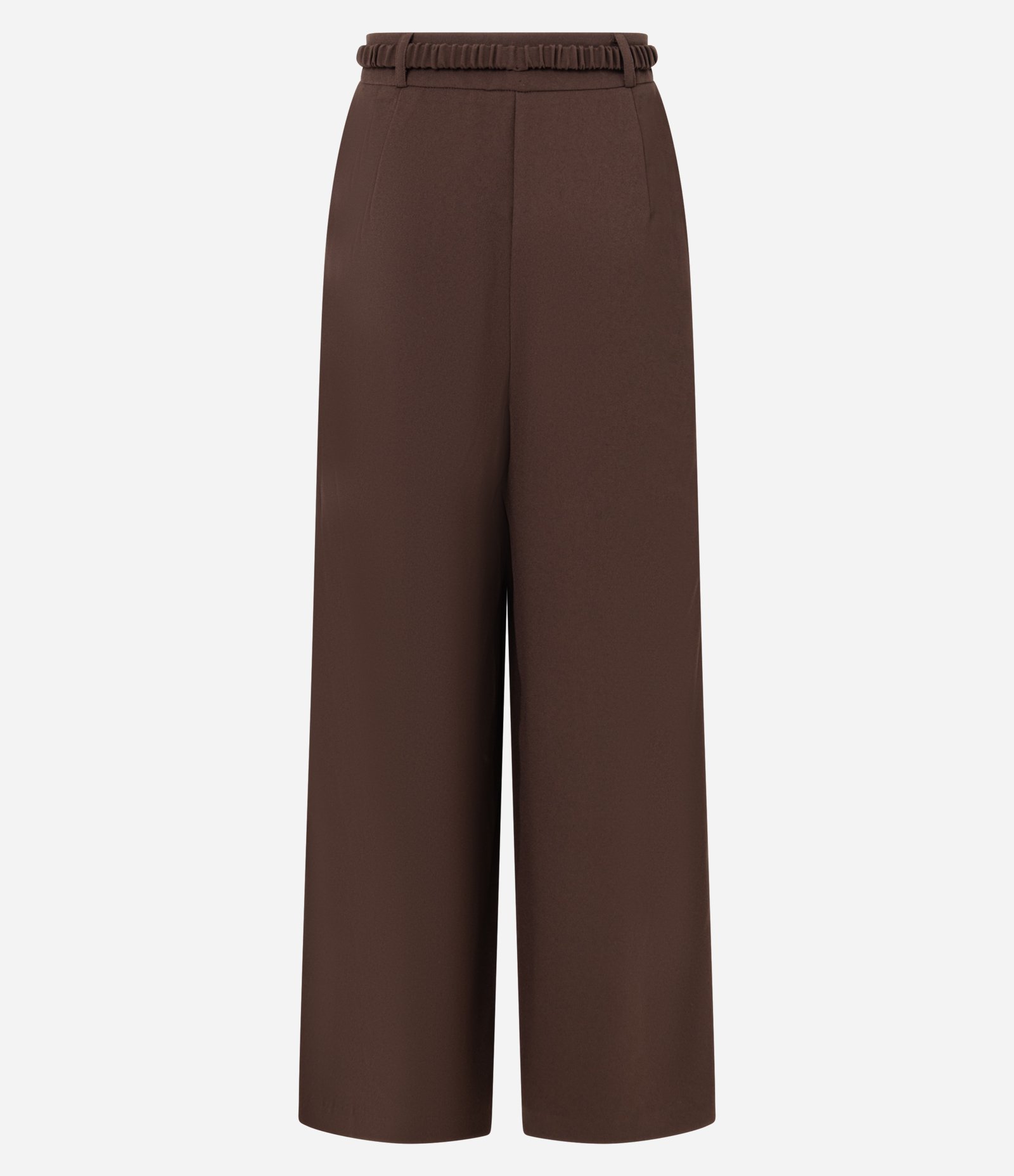Calça Pantalona em Crepe com Cinto Elástico Marrom 2