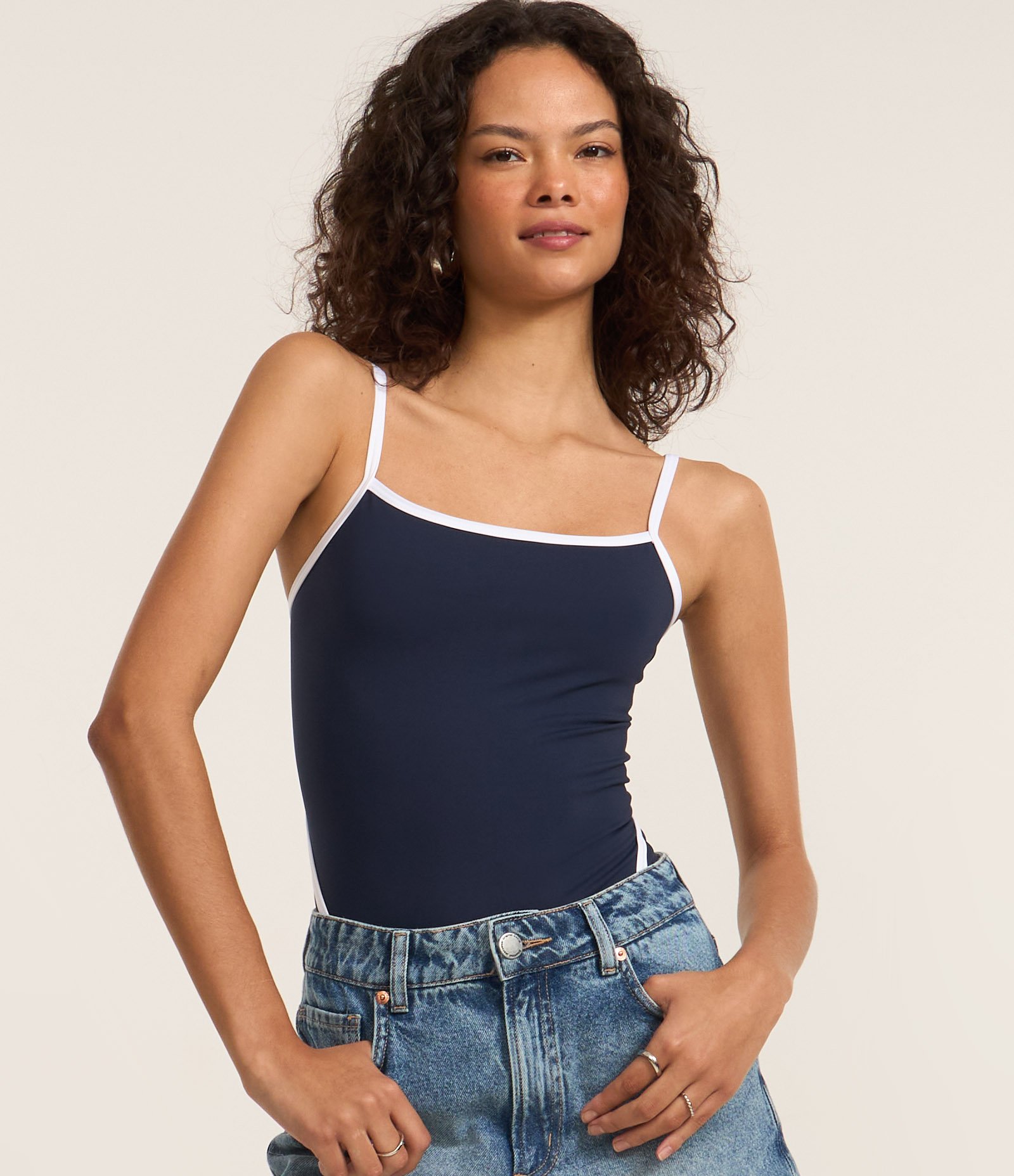 Body em Microfibra com Viés Contrastantes Azul 1