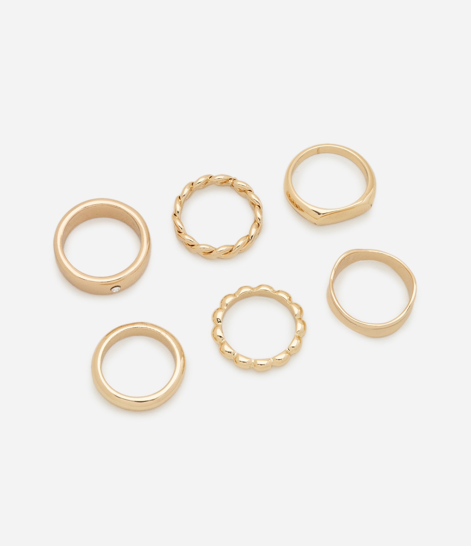 Kit 06 Anéis de Metal Diversos Dourado 1