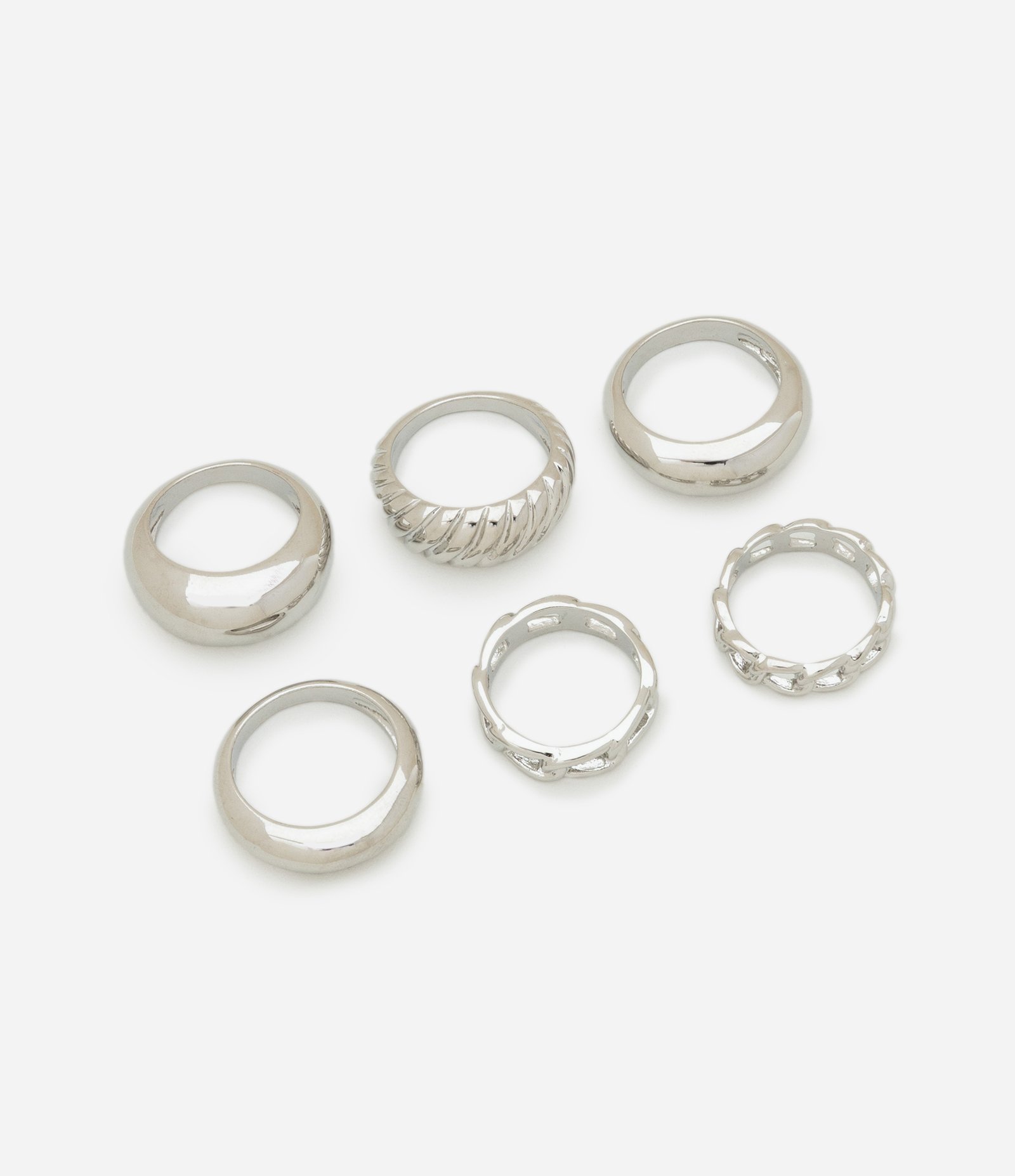 Kit 06 Anéis Diversos Prata 1